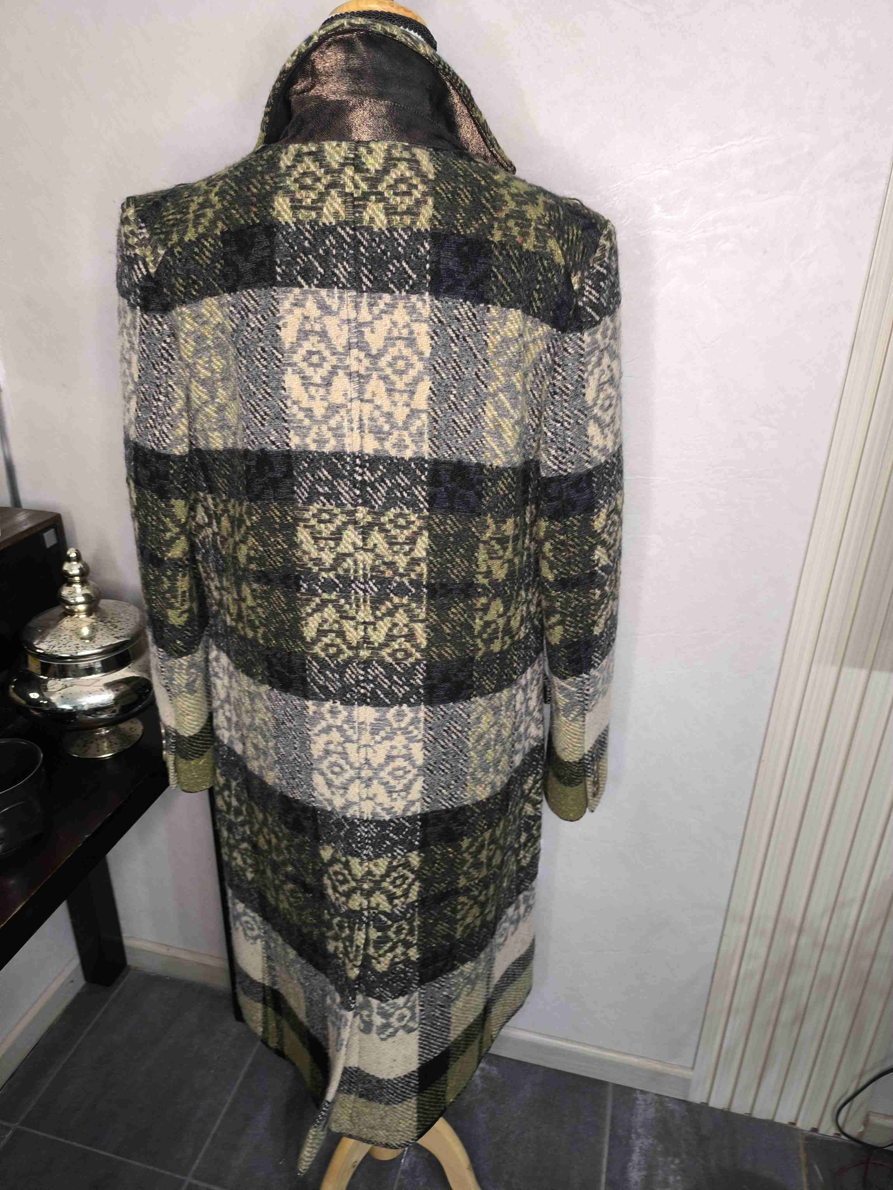 Abrigo largo de cuadros estampado - miniatura 2