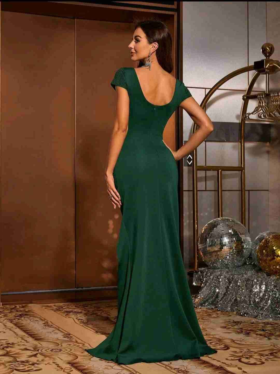 Vestido largo verde elegante - miniatura 2