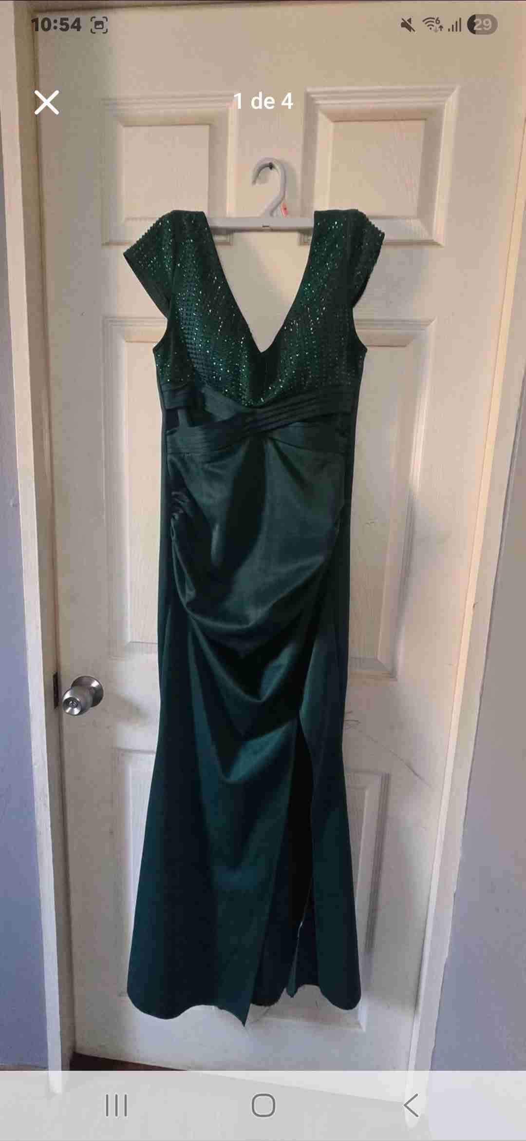 Vestido largo verde elegante - miniatura 4