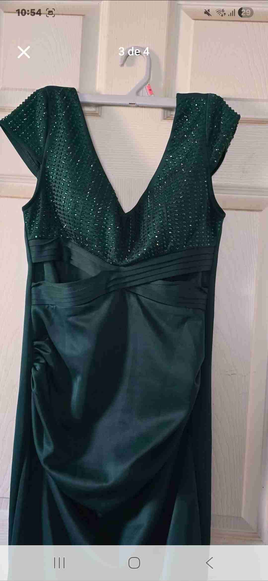 Vestido largo verde elegante - miniatura 6