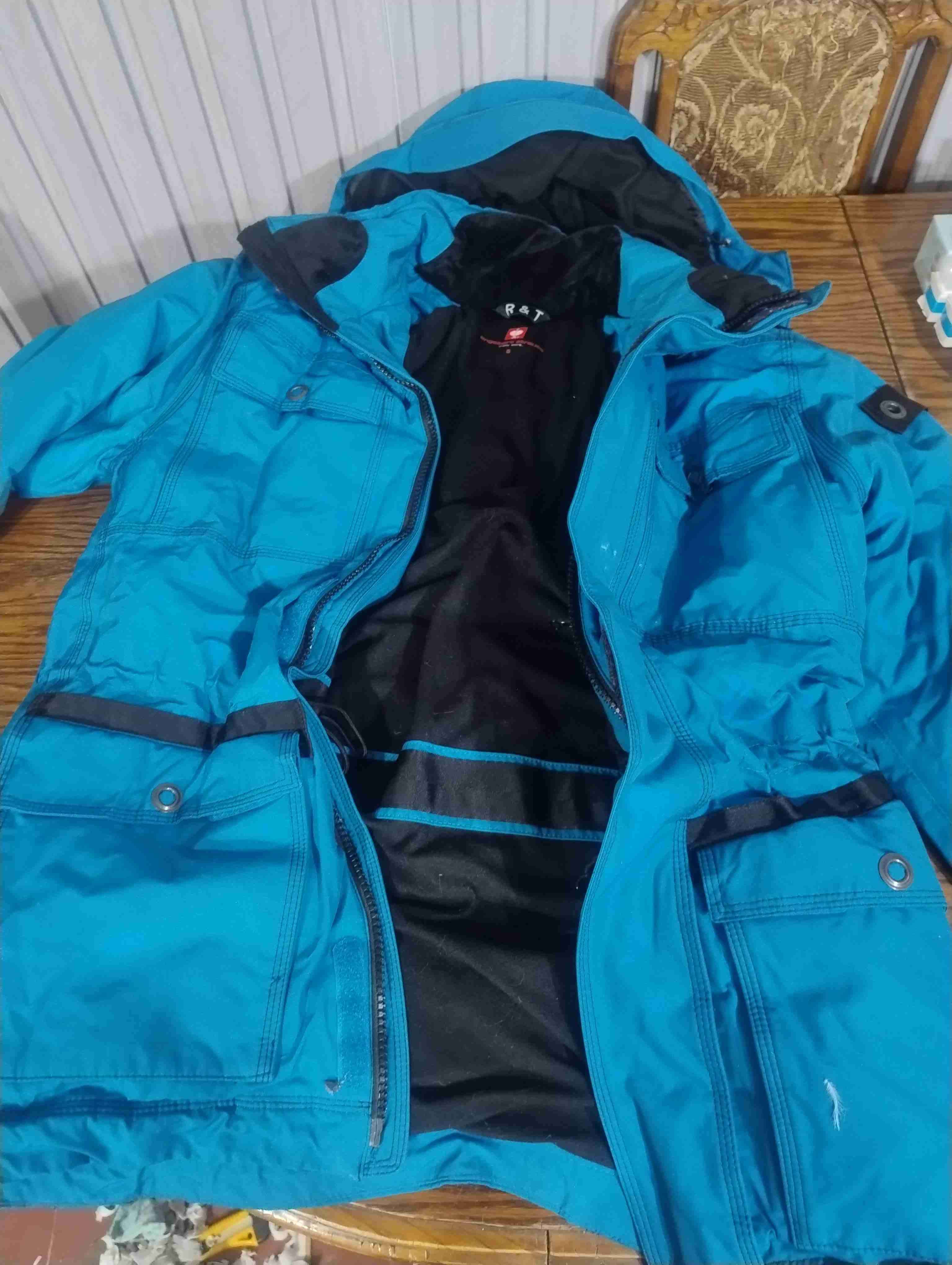 Parka azul con capucha, full impermeable - miniatura 5