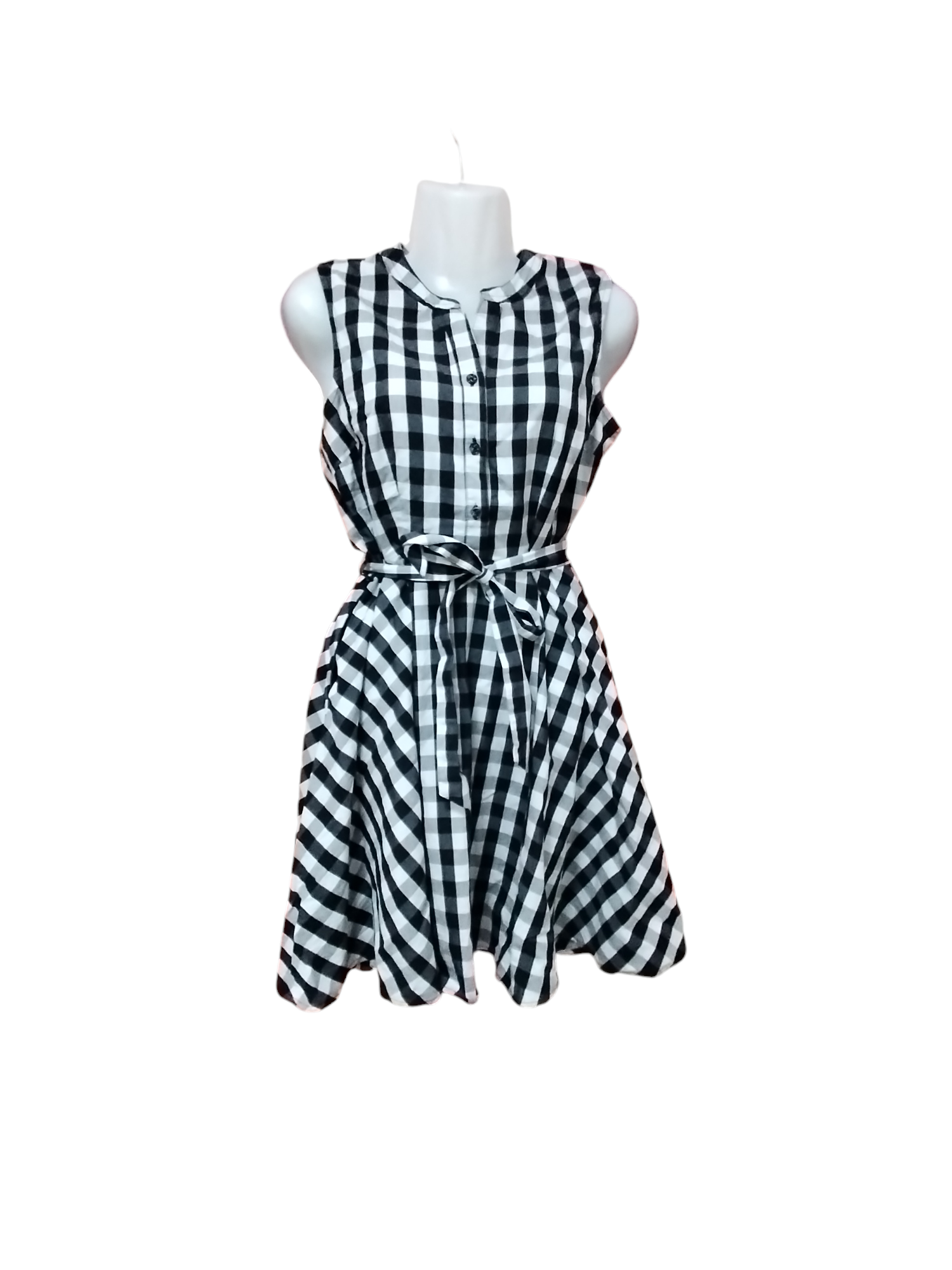 Vestido de cuadros blanco y negro pinup - miniatura 2