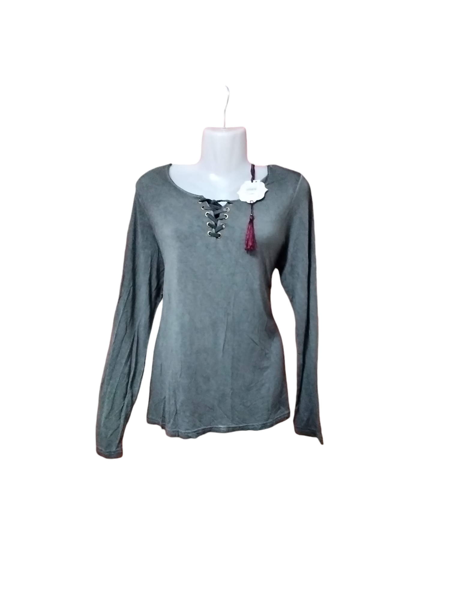 Polera gris con cordones - miniatura 1