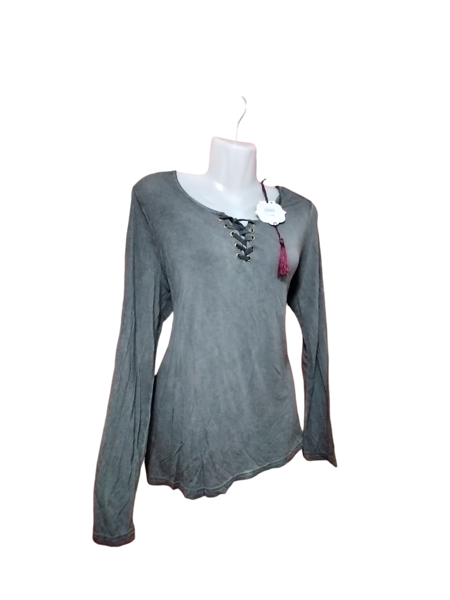 Polera gris con cordones - miniatura 2