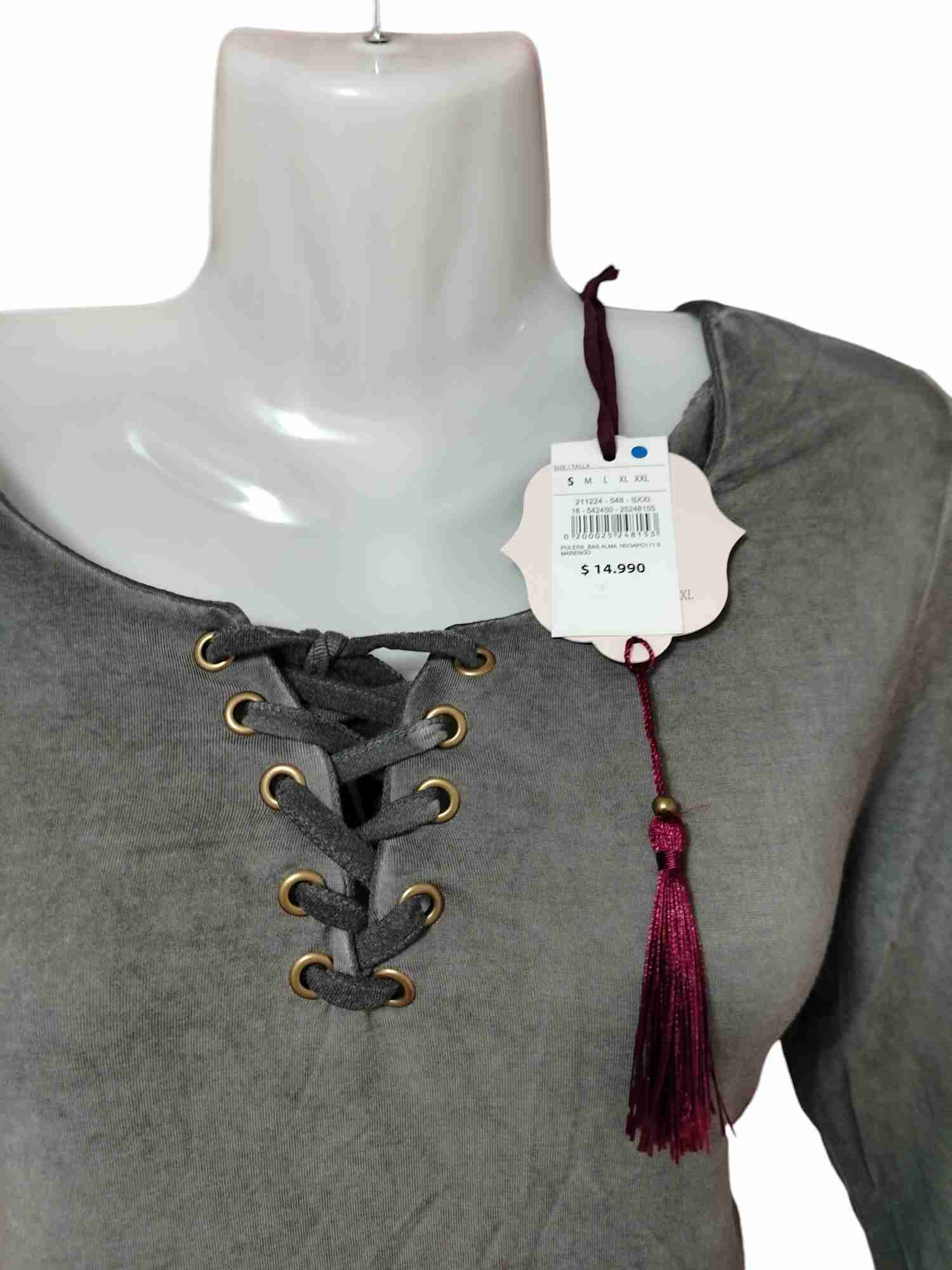 Polera gris con cordones - miniatura 3