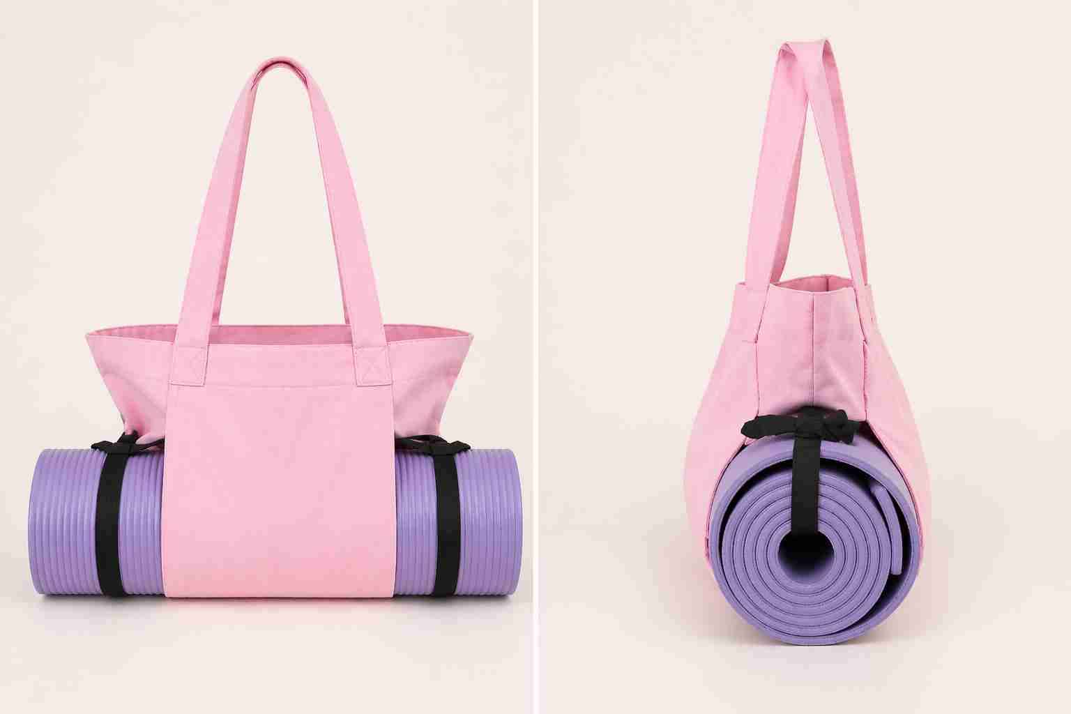 Bolso de yoga rosa con colchoneta