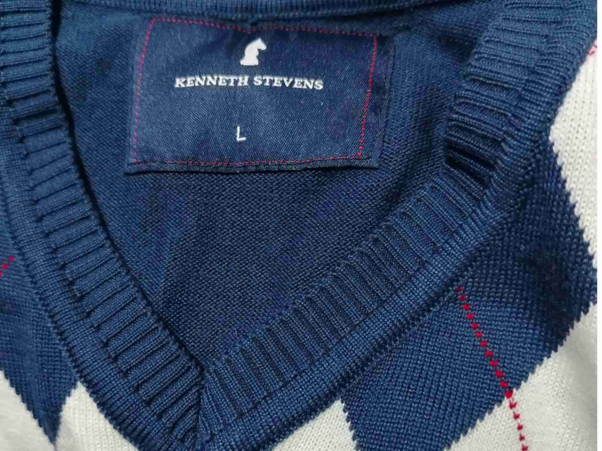 Sweater azul con diseño rombos - miniatura 3