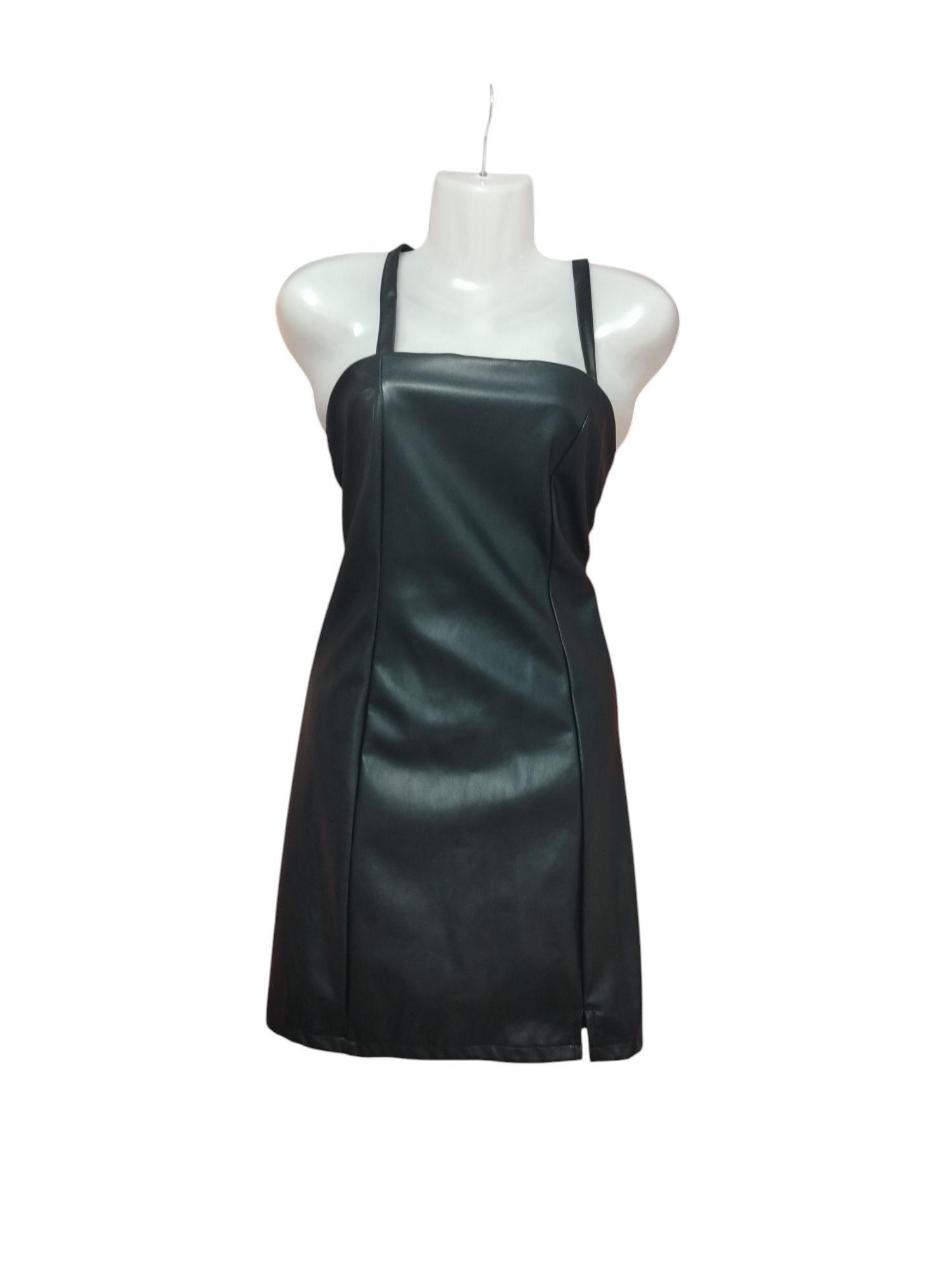 Vestido corto negro de cuero sintético - miniatura 1