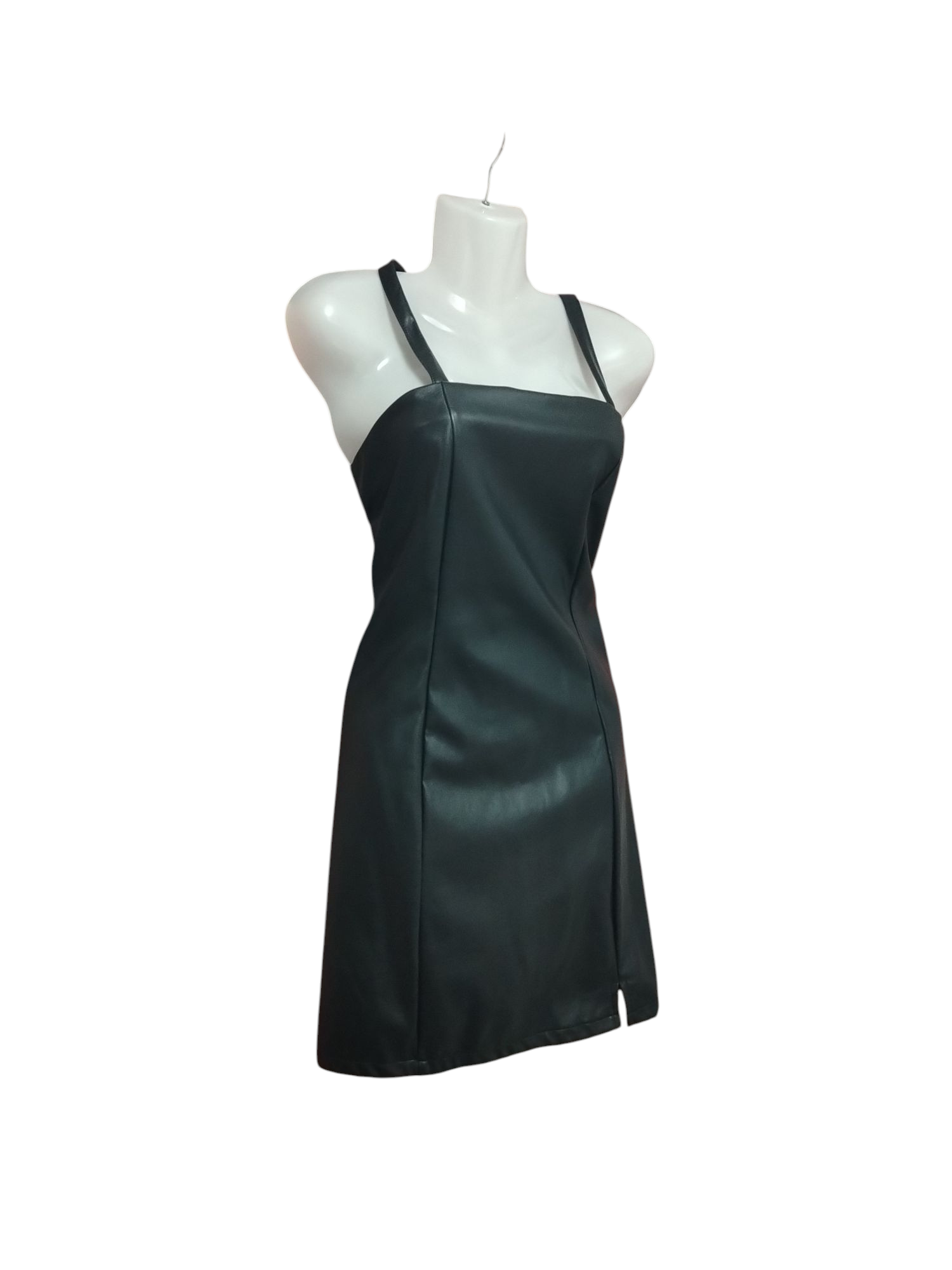 Vestido corto negro de cuero sintético - miniatura 2