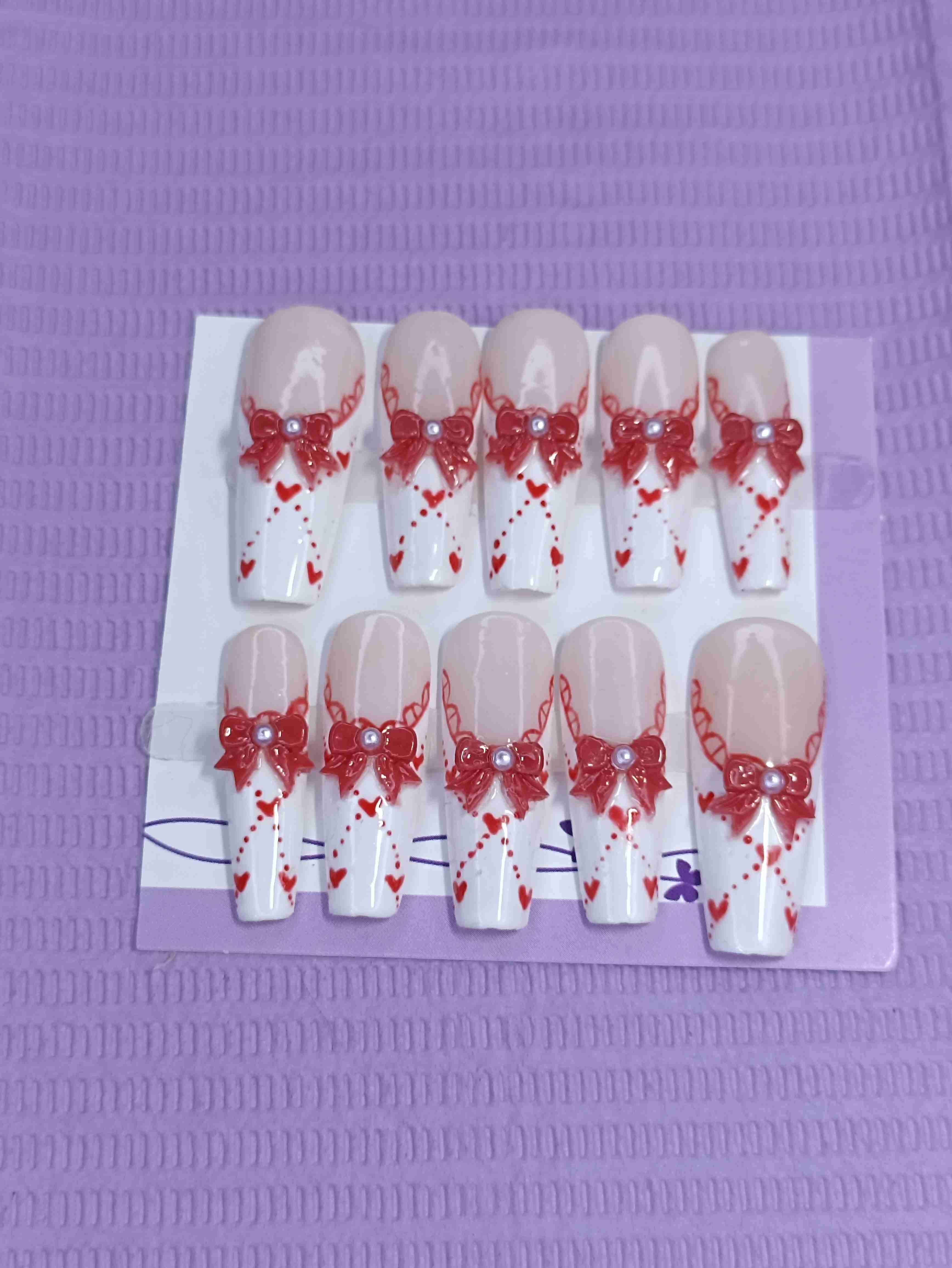 Uñas Press On liston rojas - miniatura 2