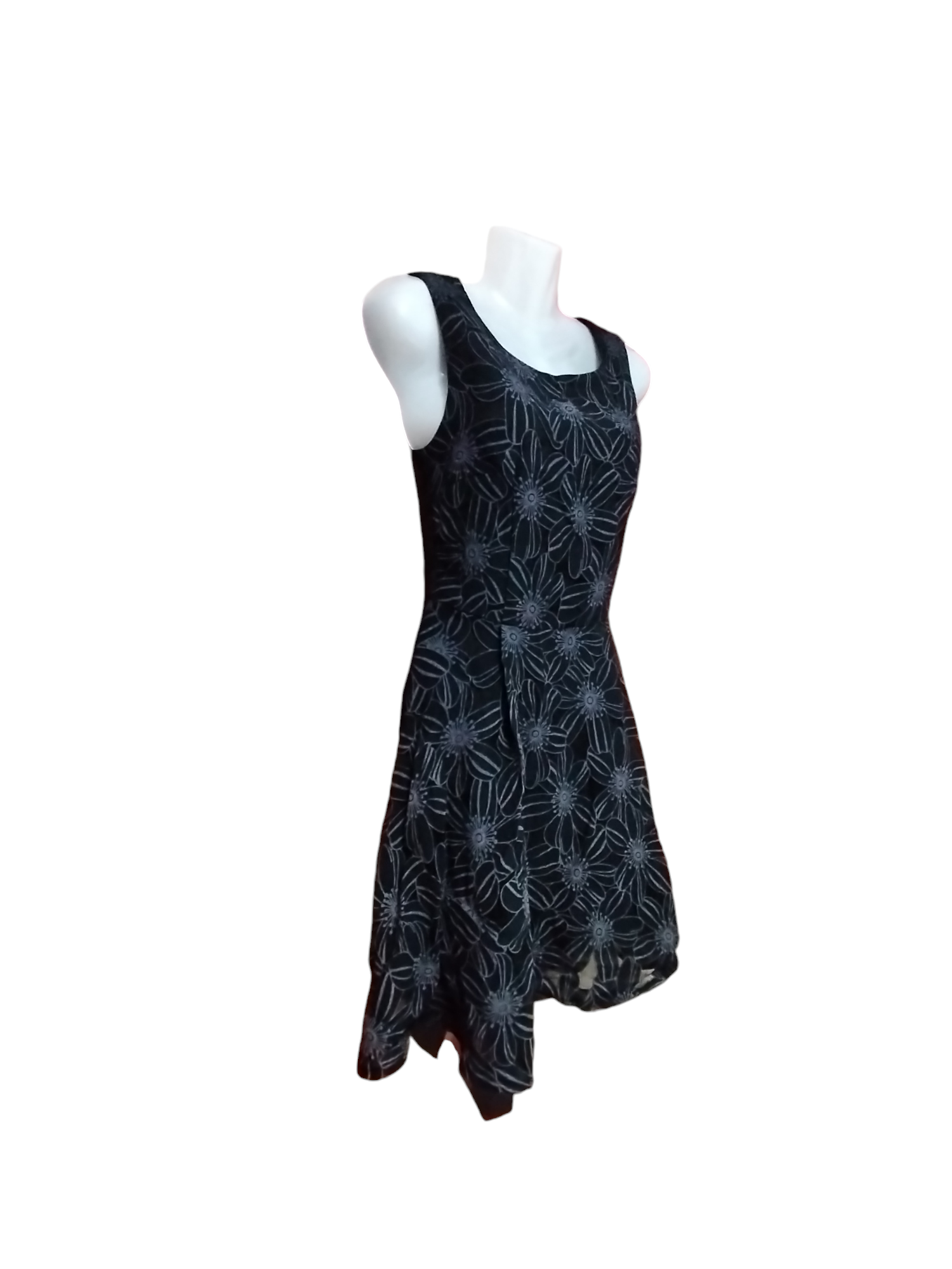 Vestido negro con estampado floral - miniatura 2