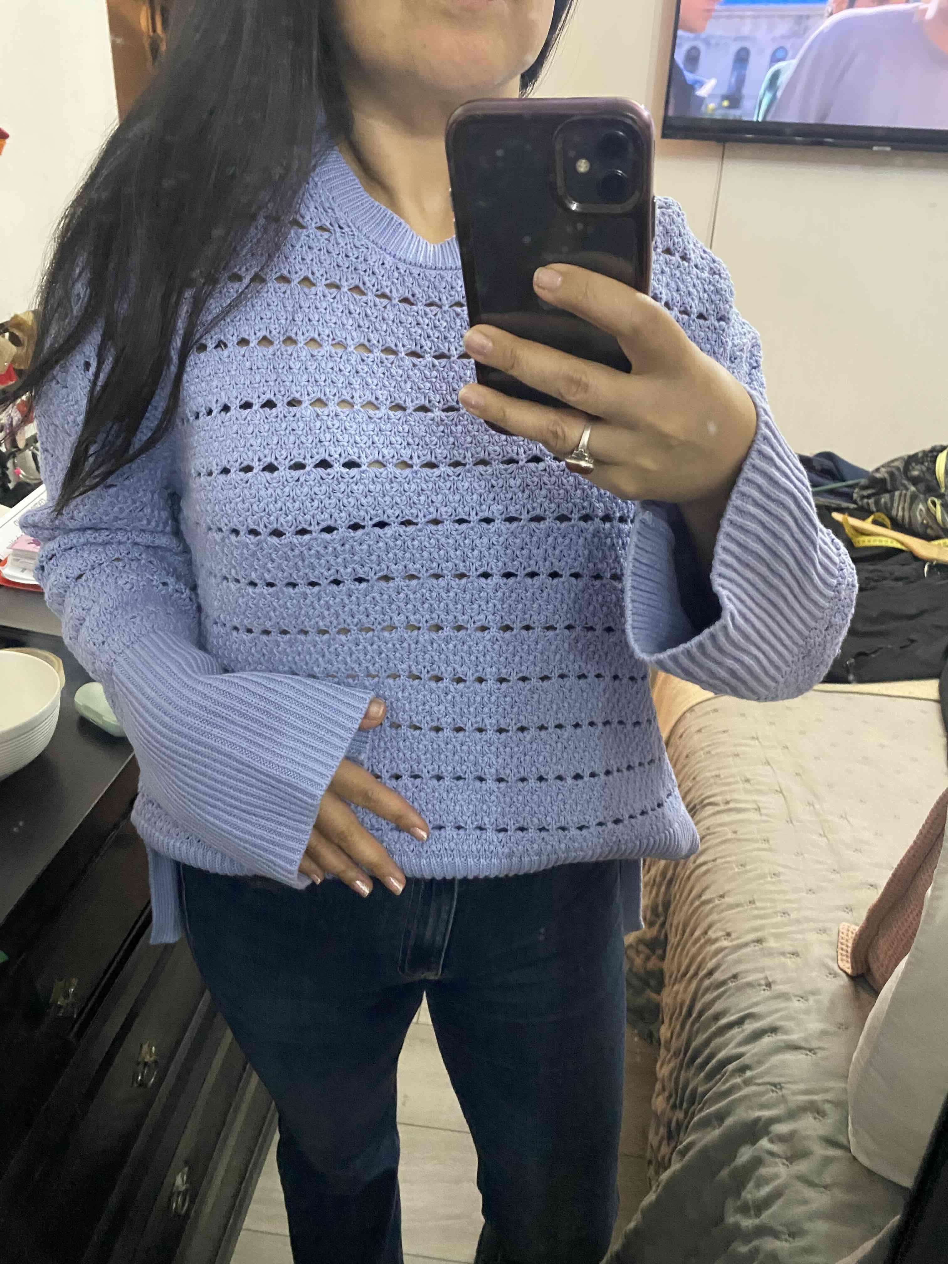 Suéter color Jacinto con diseño perforado - miniatura 6