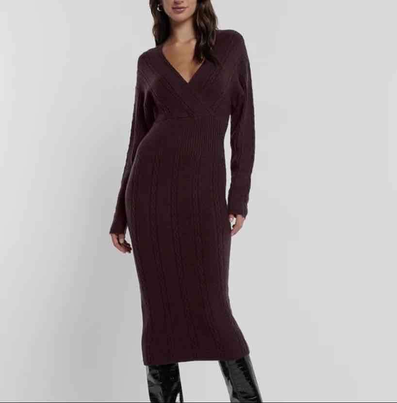 Vestido largo burdeo Marca express - miniatura 1