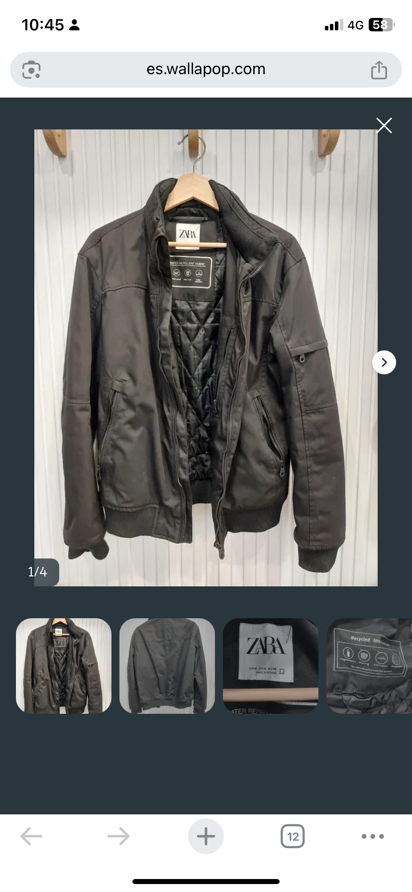 Chaqueta negra impermeable Zara - miniatura 1