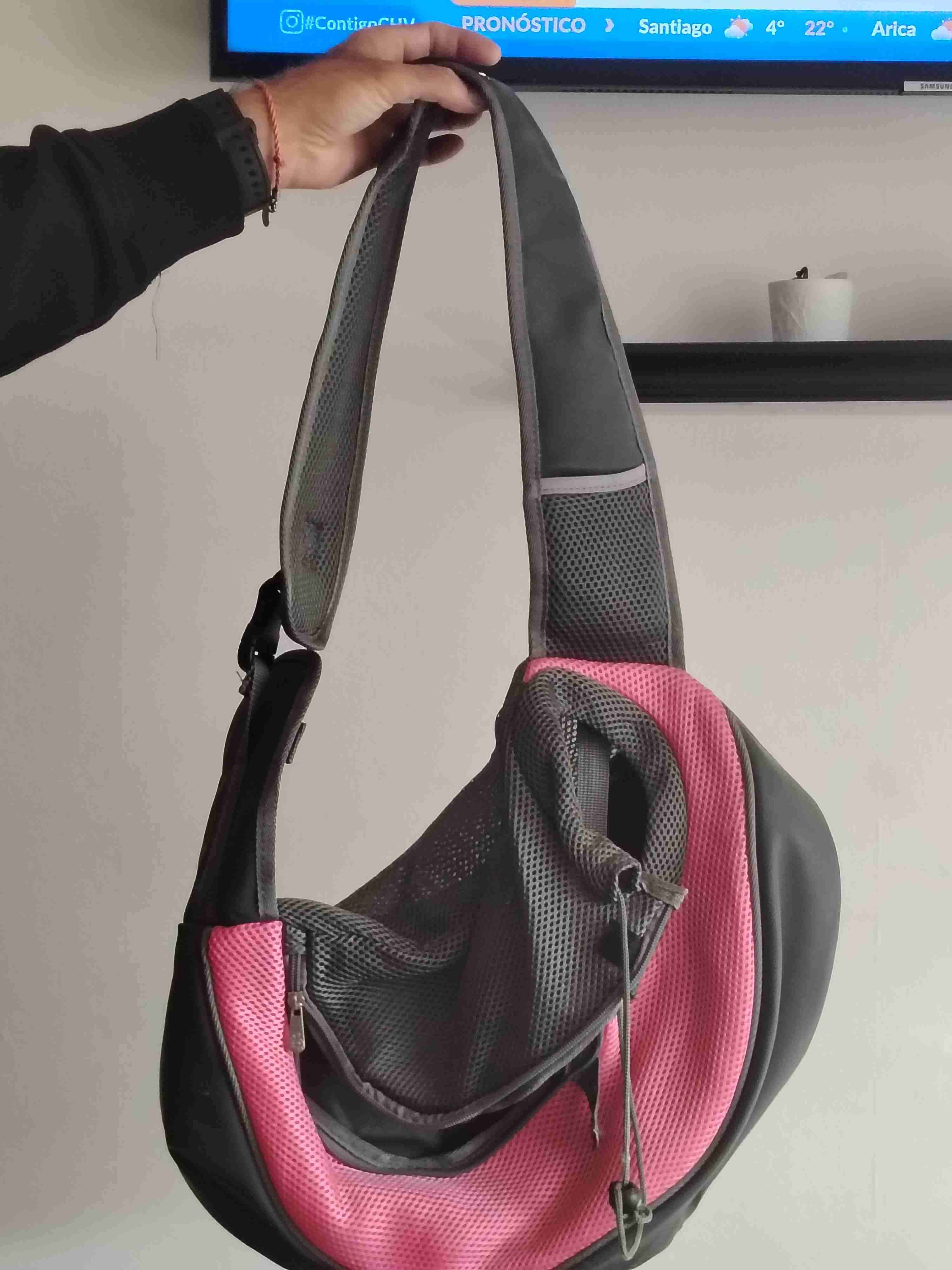 Bolso para mascotas rosa y gris - miniatura 2