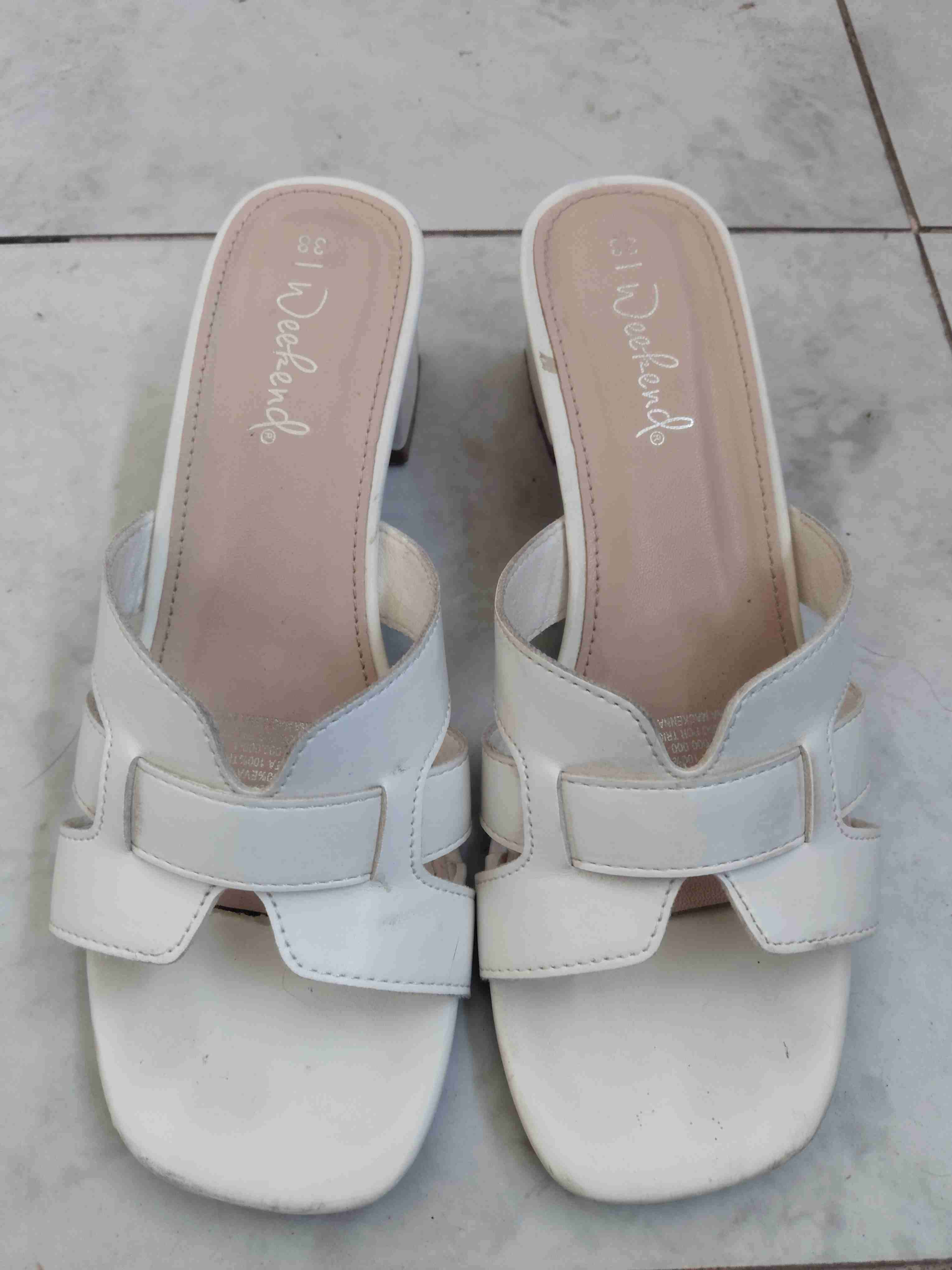 Sandalias blancas de taco ancho - miniatura 2