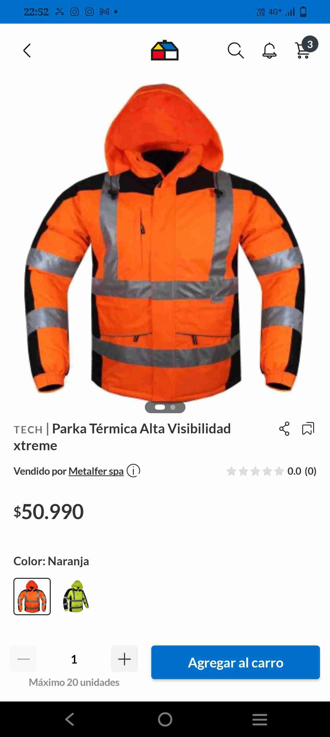 Chaqueta reflectante naranja y negro - miniatura 2