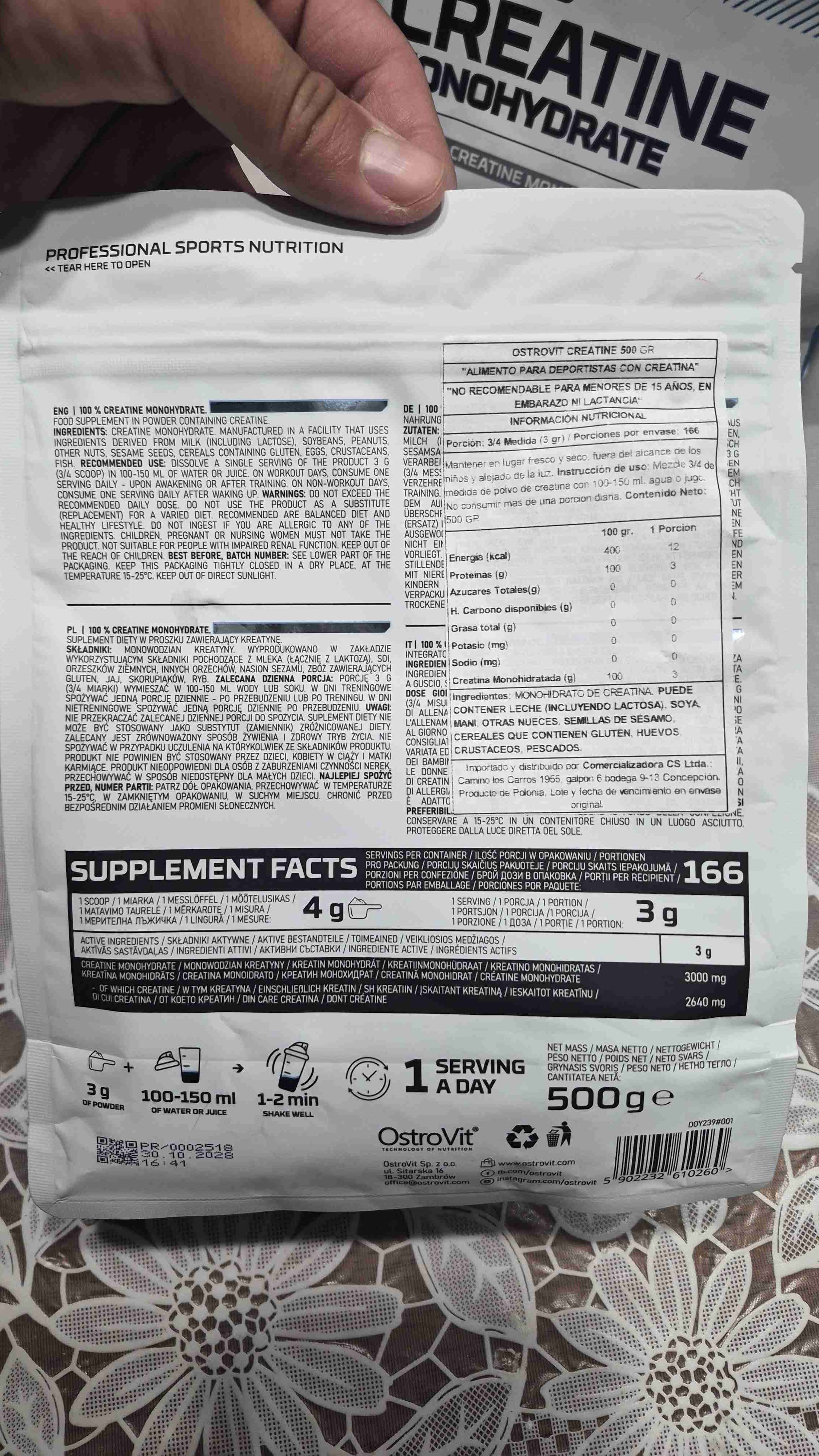 Creatina Monohidrato OstroVit 500g - miniatura 3