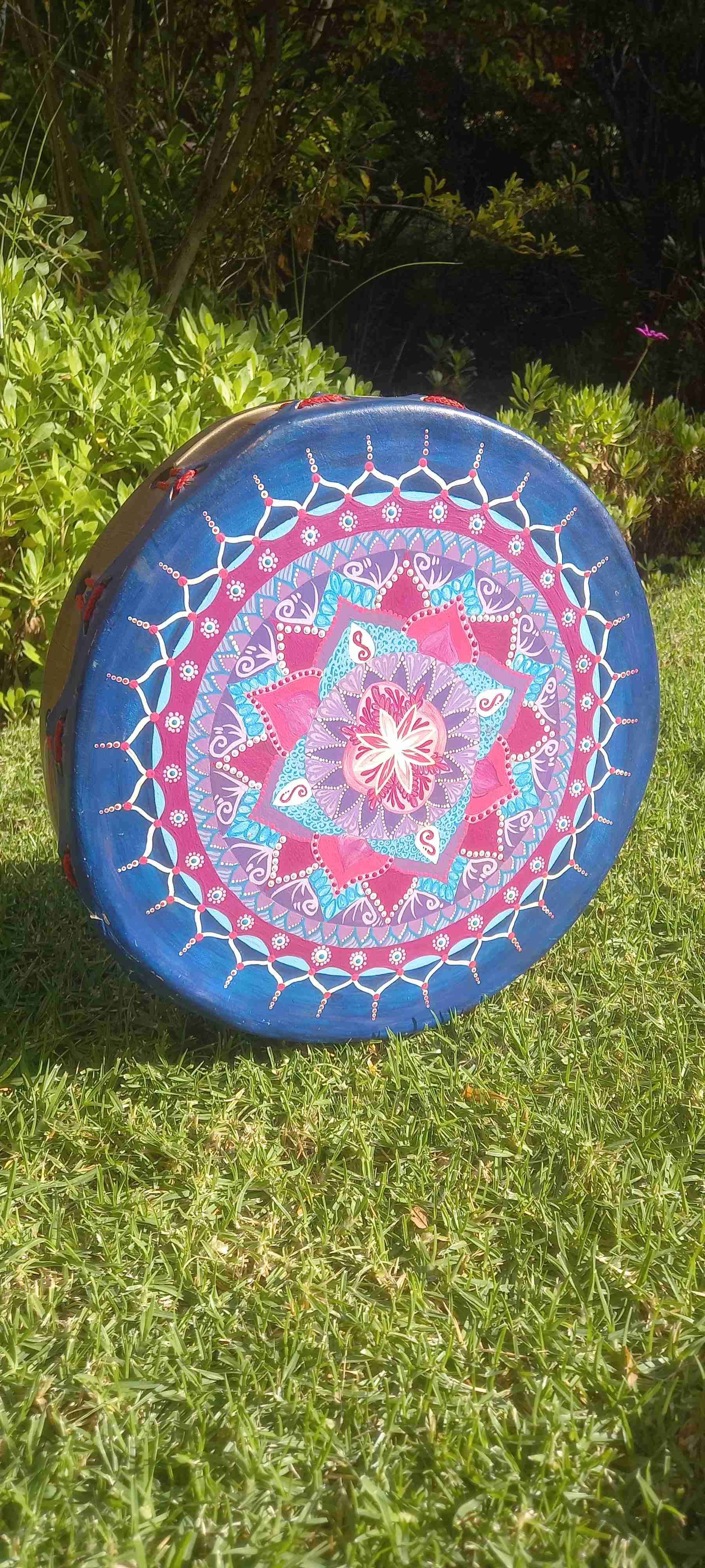 Tambor Shamánici pintado a mano colorido