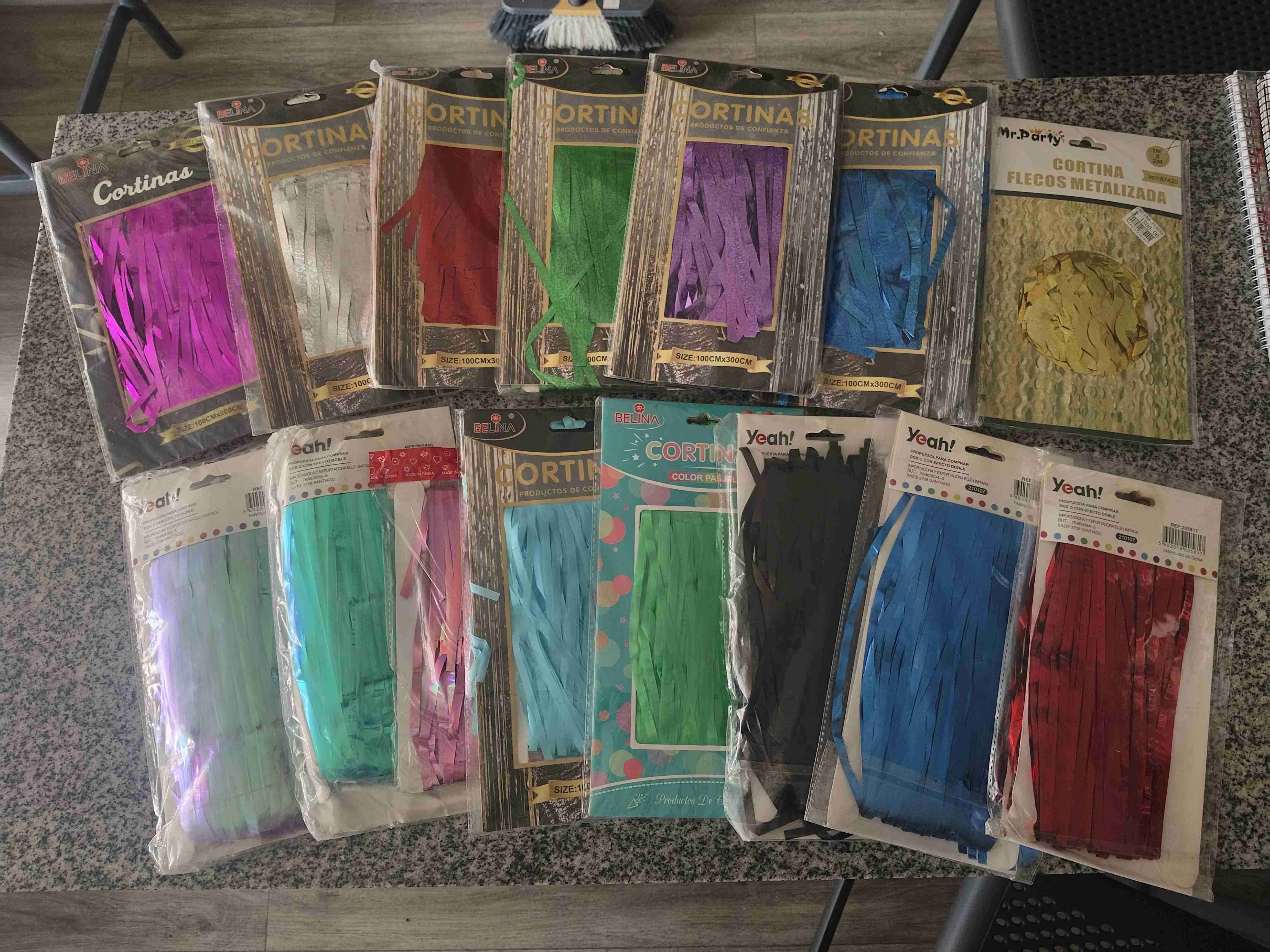 Set de cortinas metalizadas decorativas