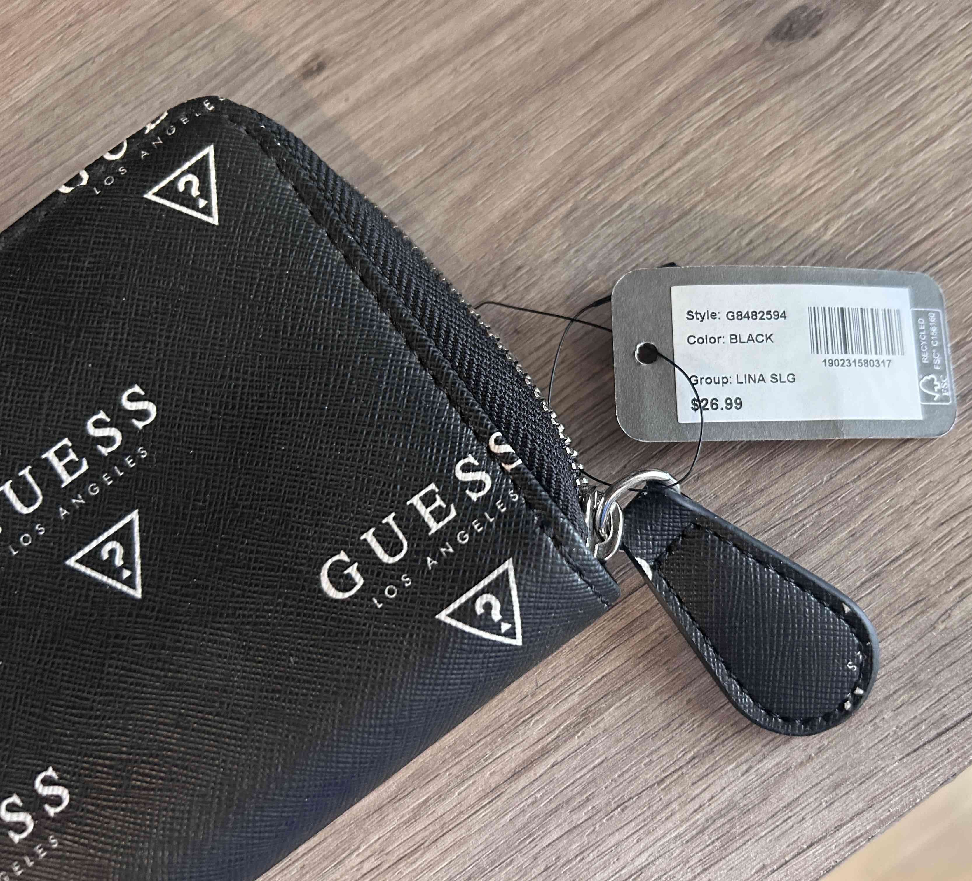 Billetera Guess negra con logos - miniatura 2