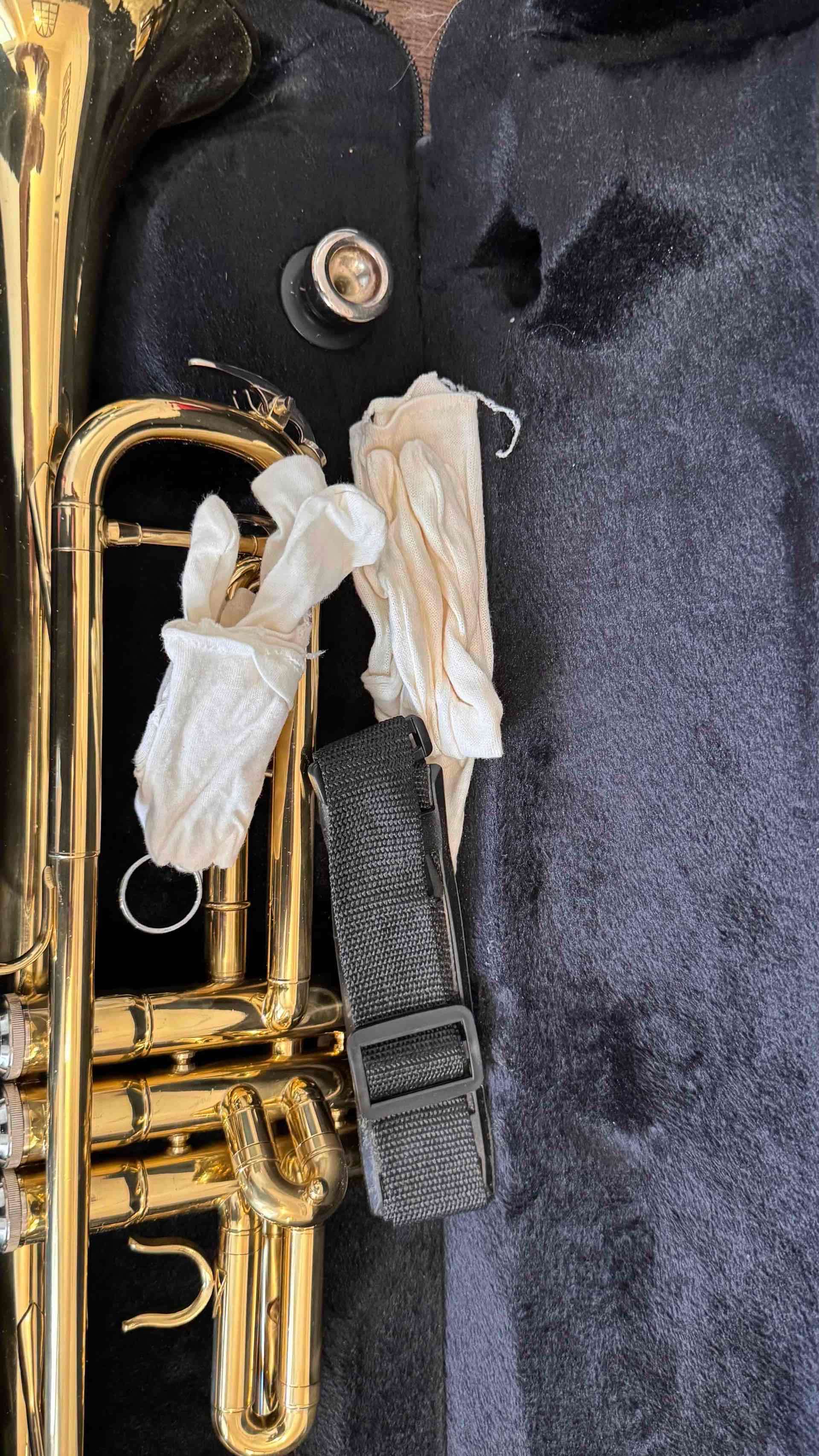 Trompeta dorada con estuche - miniatura 3