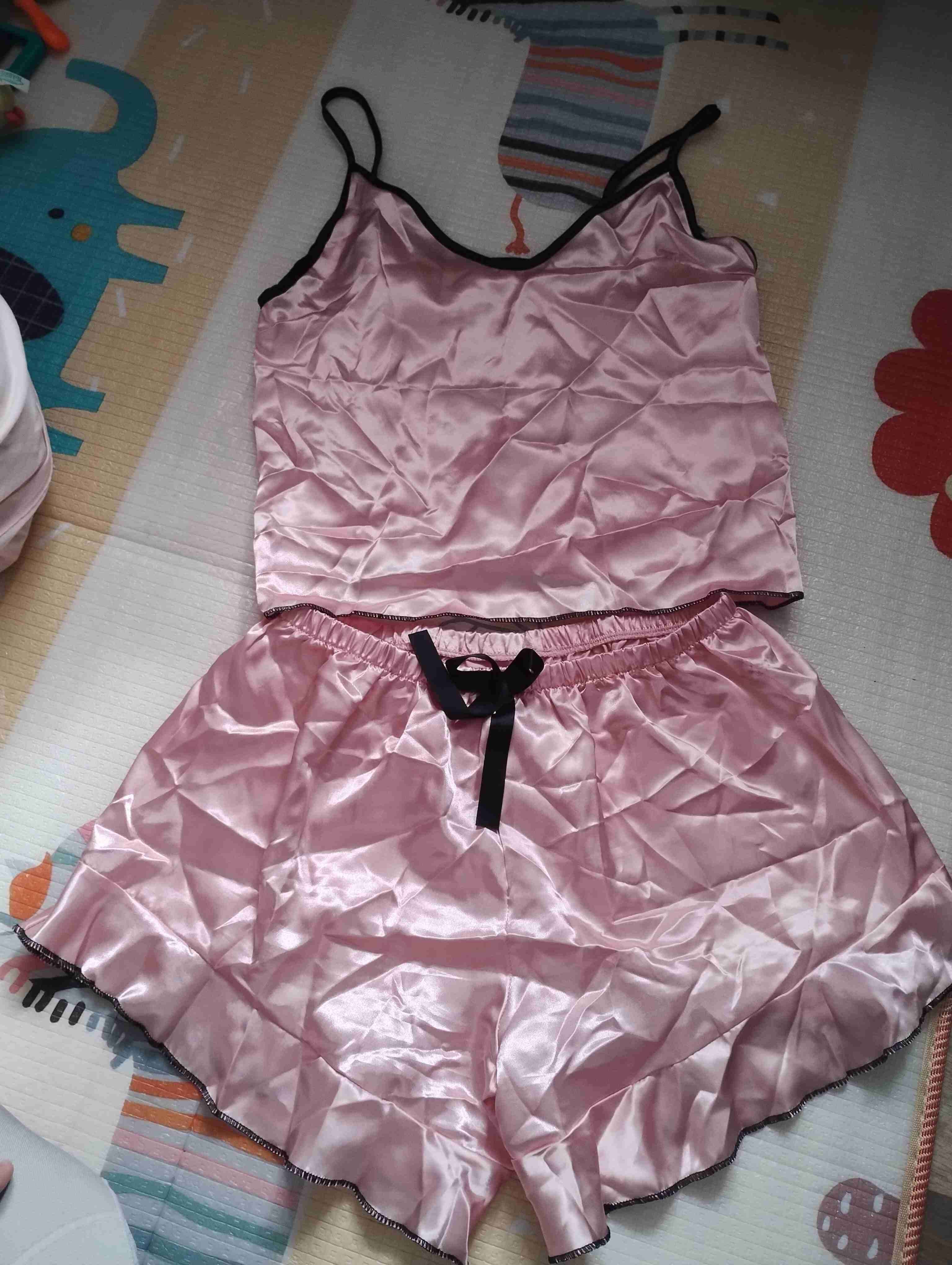 Pijama rosa de satén L - miniatura 3