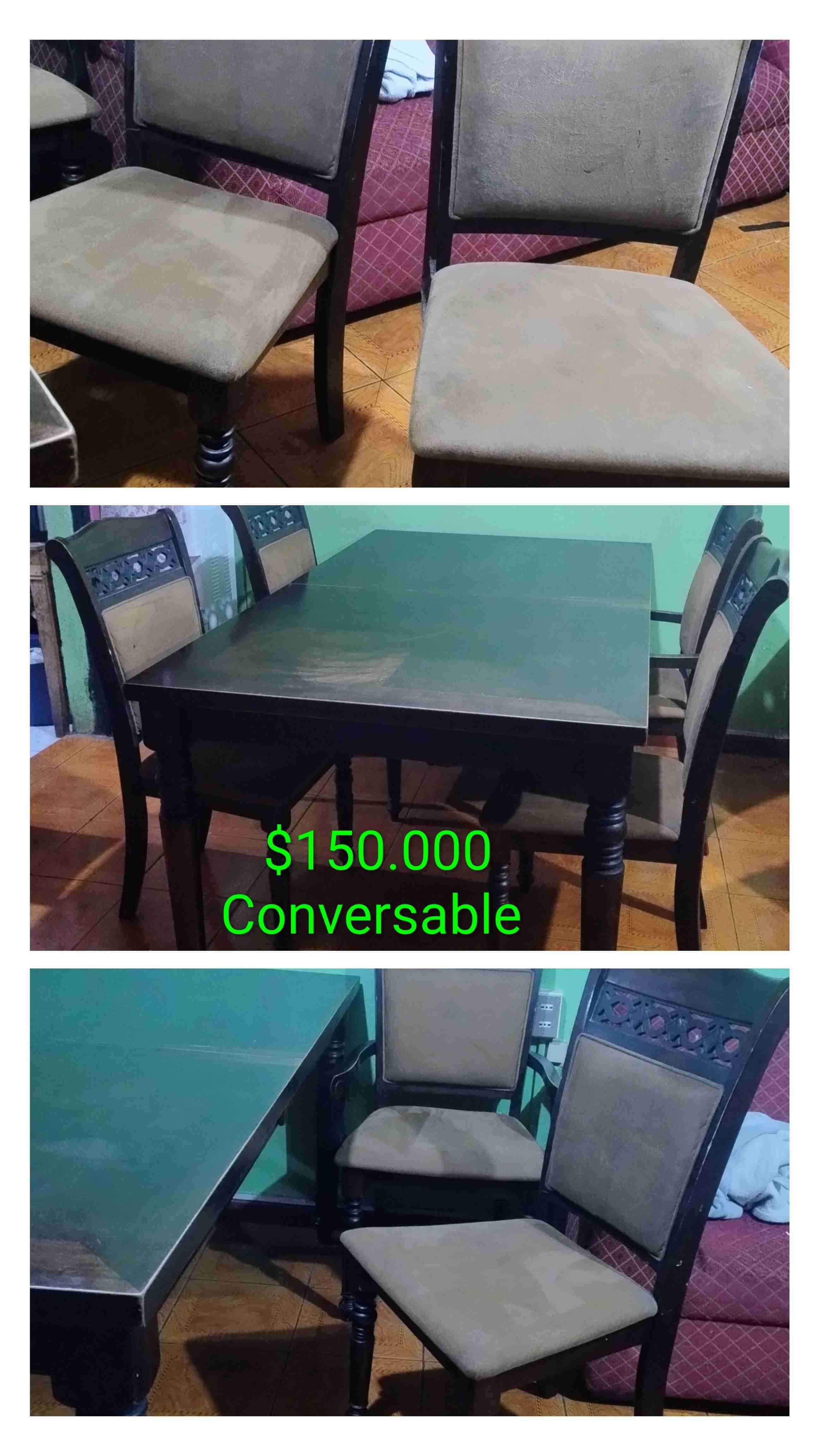 Conjunto comedor madera y sillas - miniatura 1