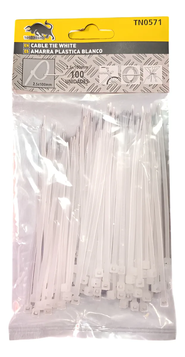 Amarras plásticas blancas 2.5x100mm 100 unidades - miniatura 2