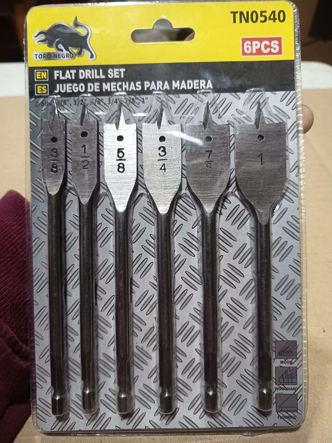 Set 6 Brocas Mecha Paleta para Madera - Toro Negro - miniatura 2