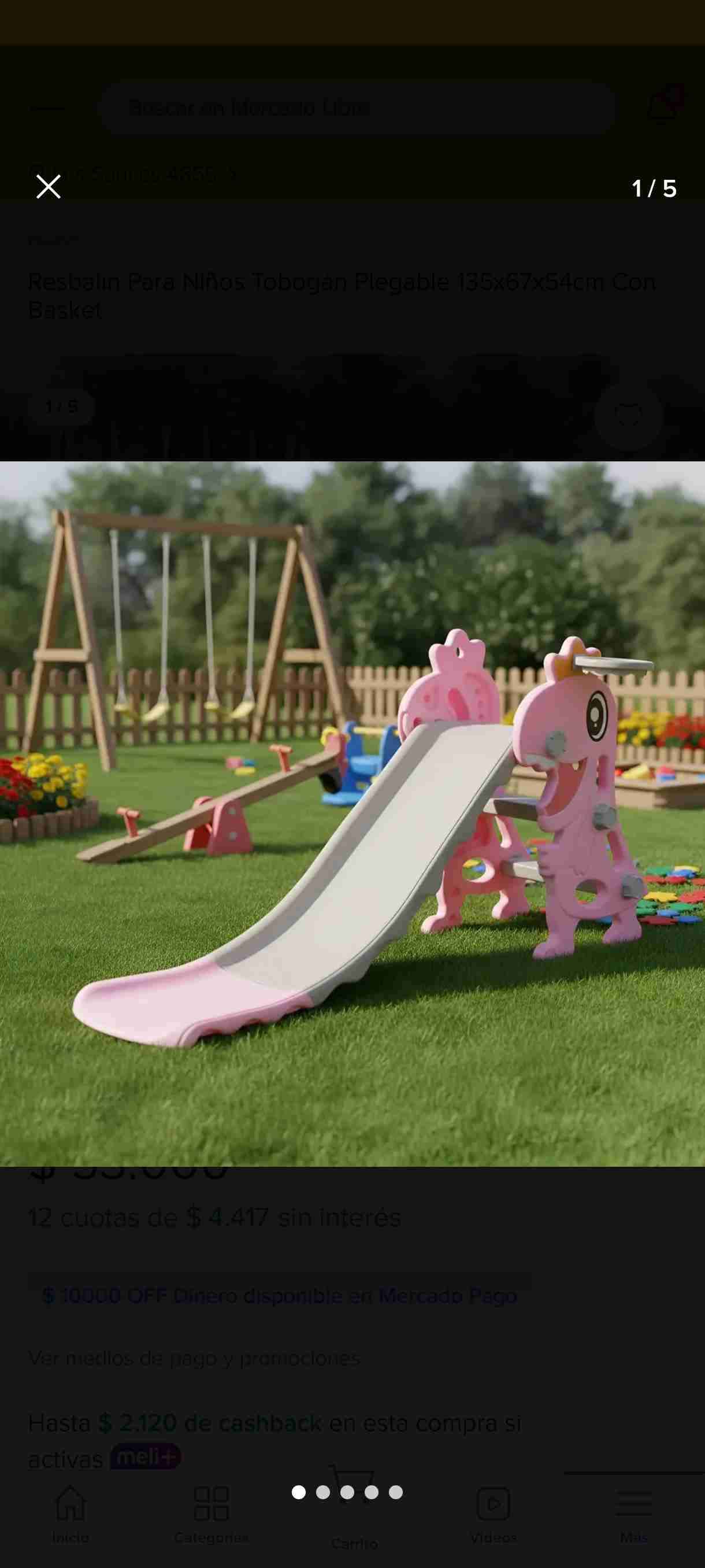 Resbalín infantil rosa y gris - miniatura 4