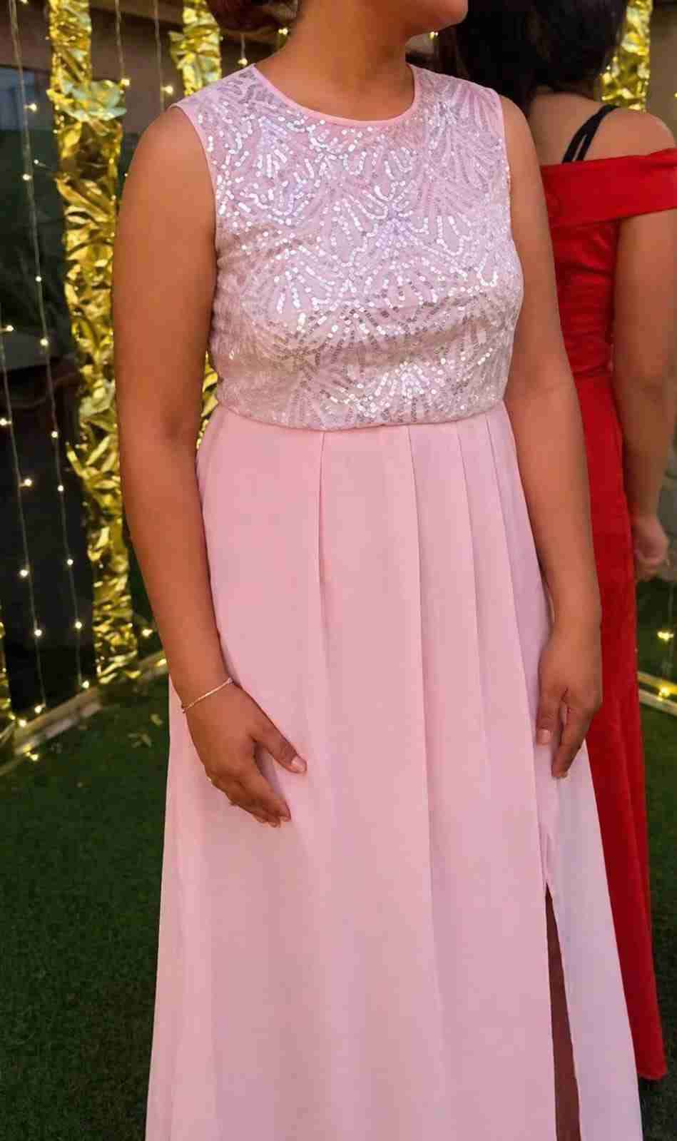 Vestido largo rosado elegante - miniatura 2