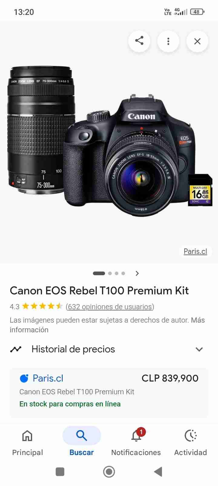 Cámara Canon EOS Rebel T100 DSLR - miniatura 4