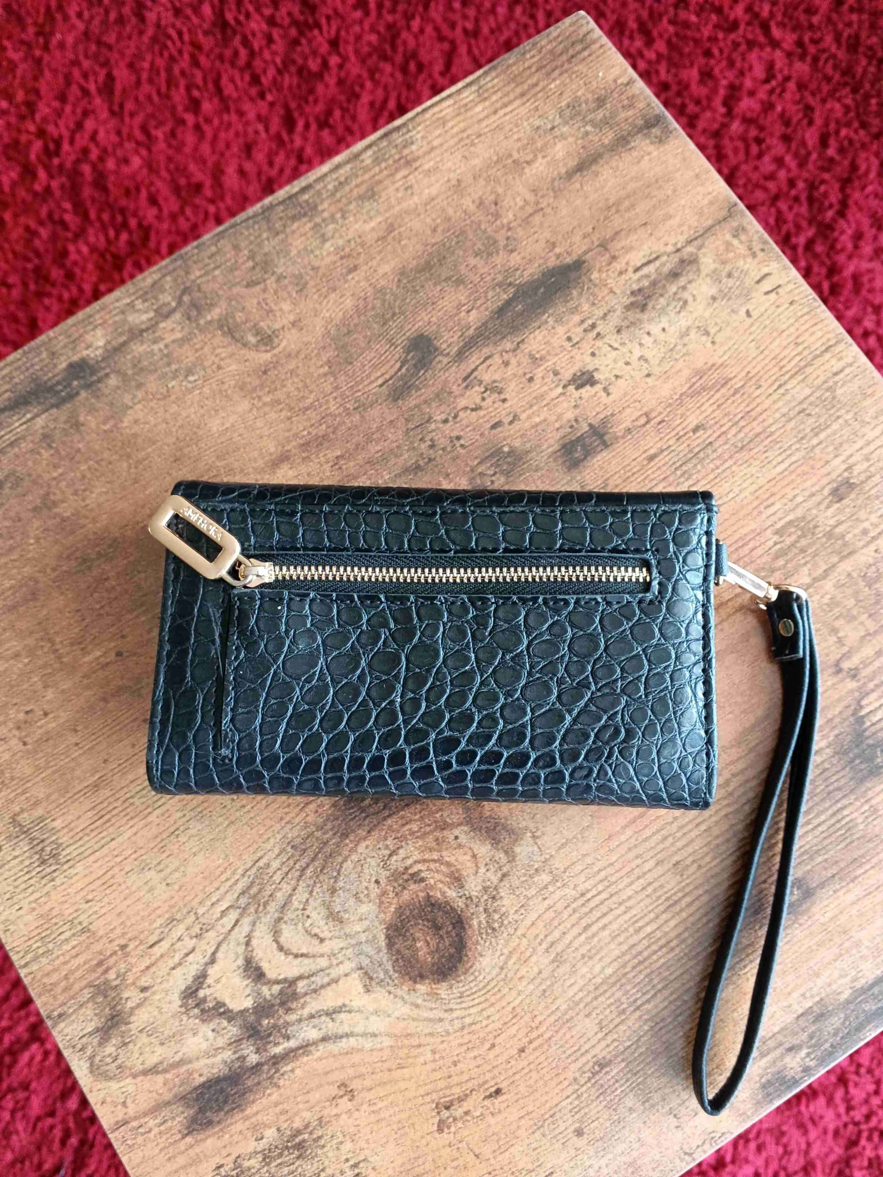 Cartera negra textura animal-print - miniatura 2