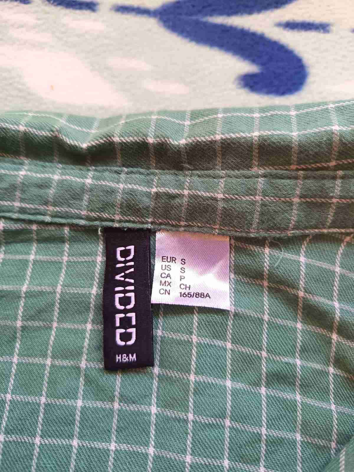 Blusa corta manga larga a cuadros verde claro - miniatura 2