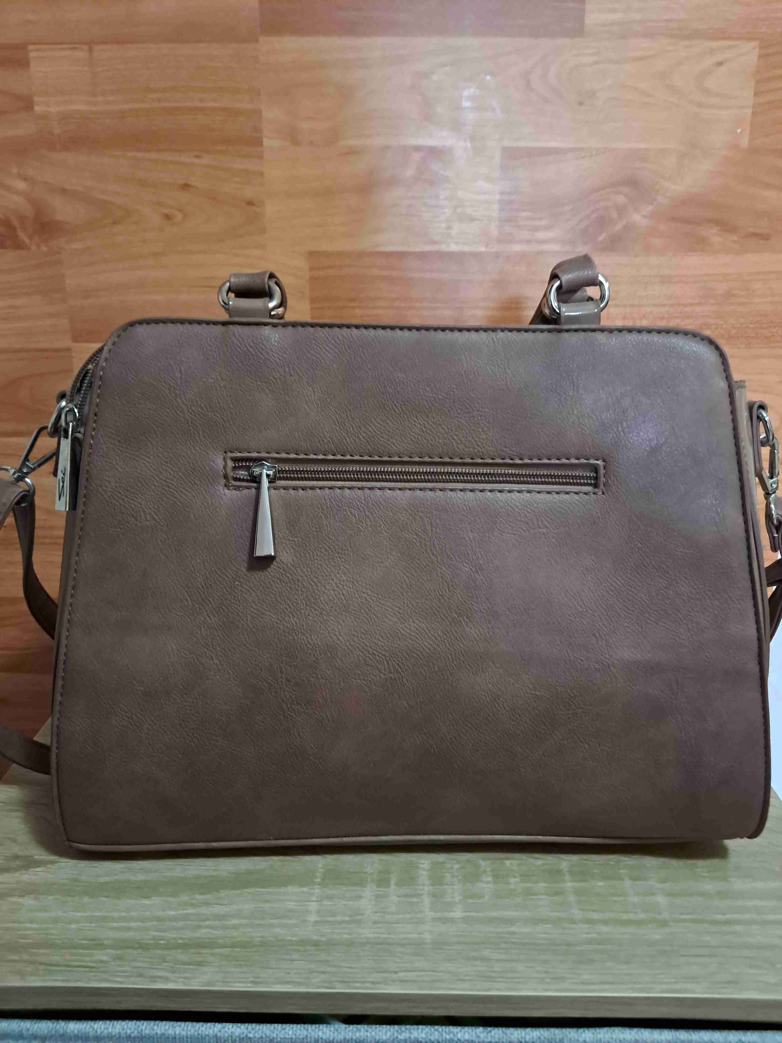 Cartera marrón con asas dobles - miniatura 2