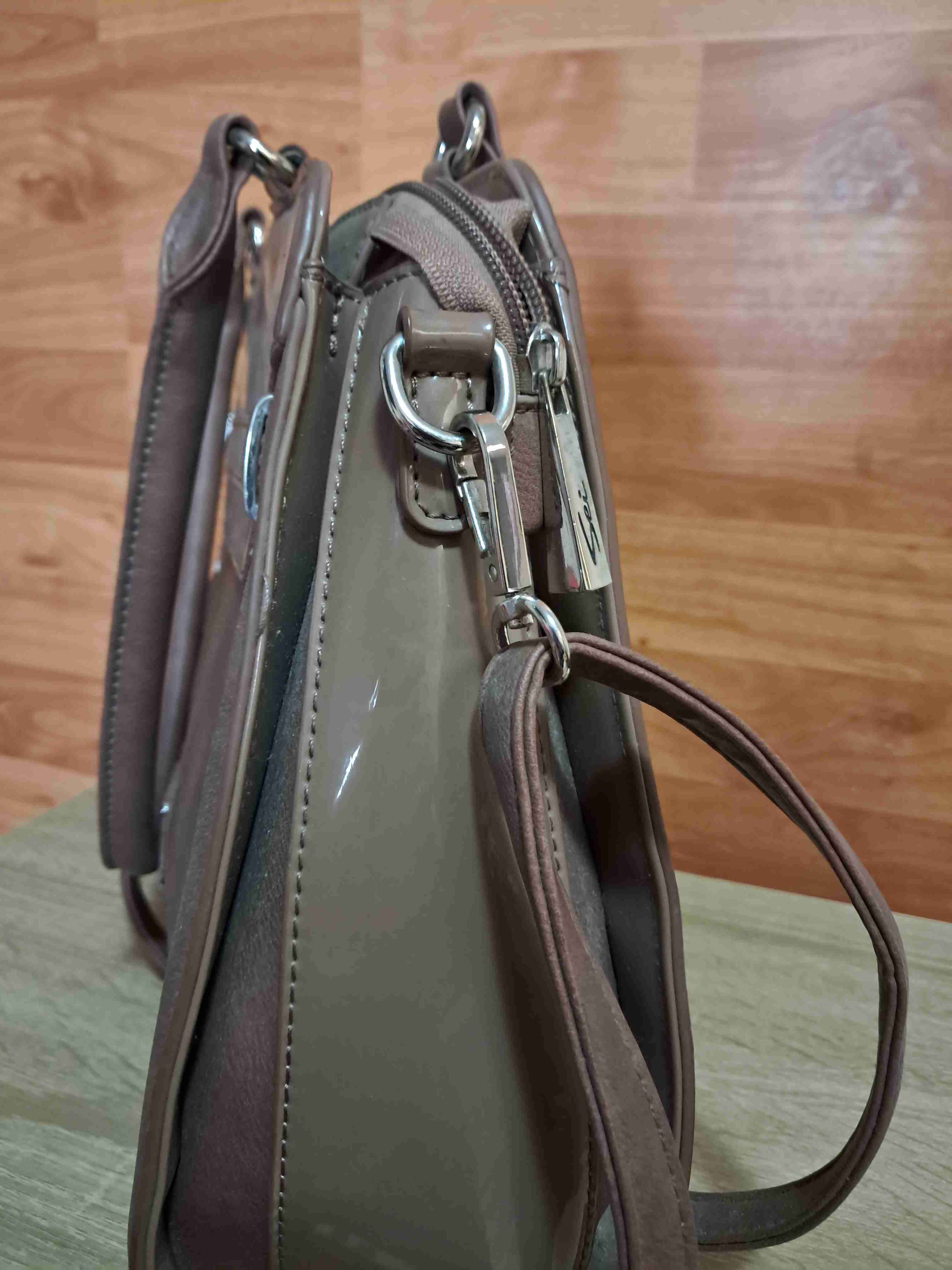 Cartera marrón con asas dobles - miniatura 3