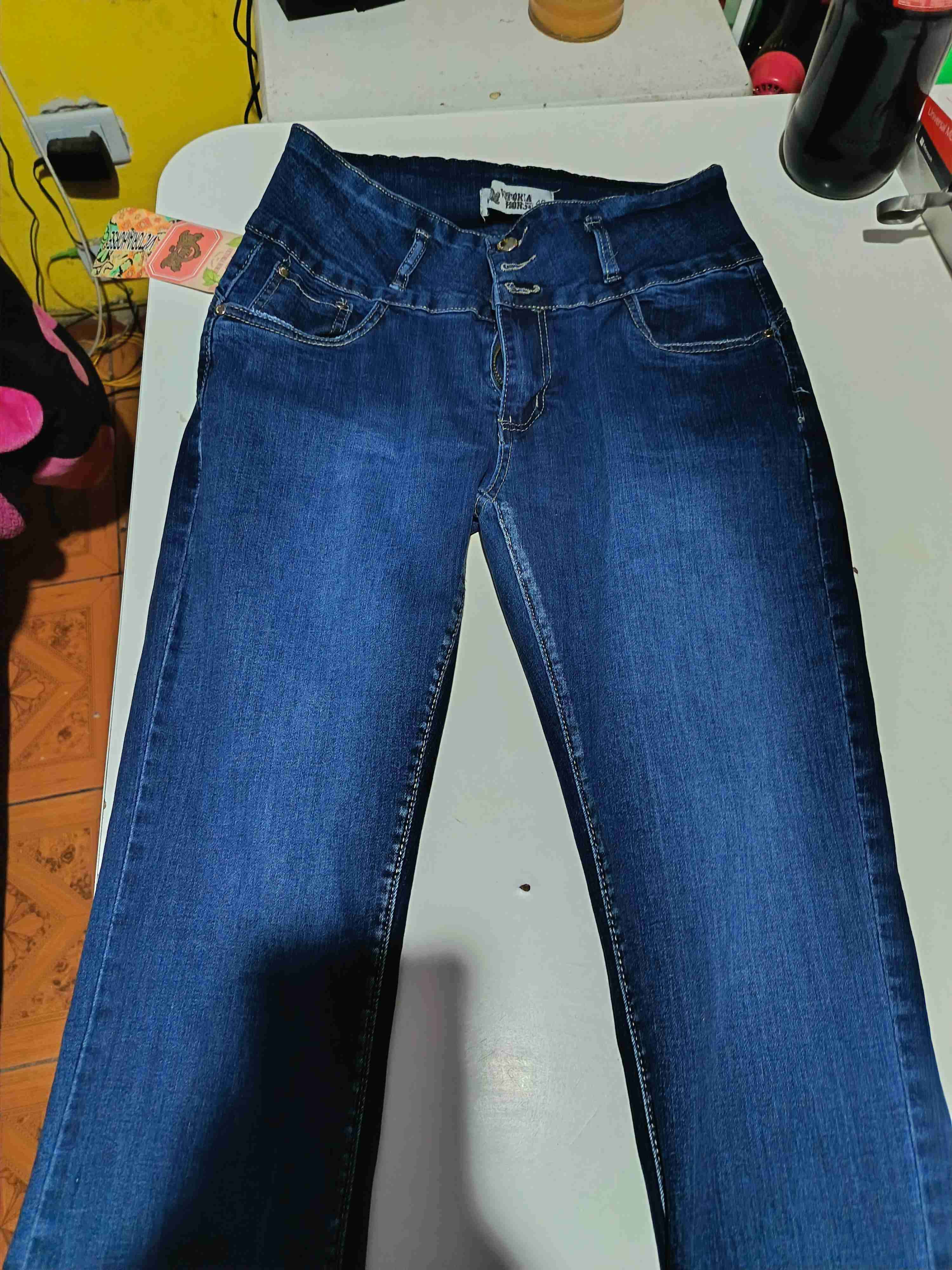 Jeans rectos azul oscuro - miniatura 1