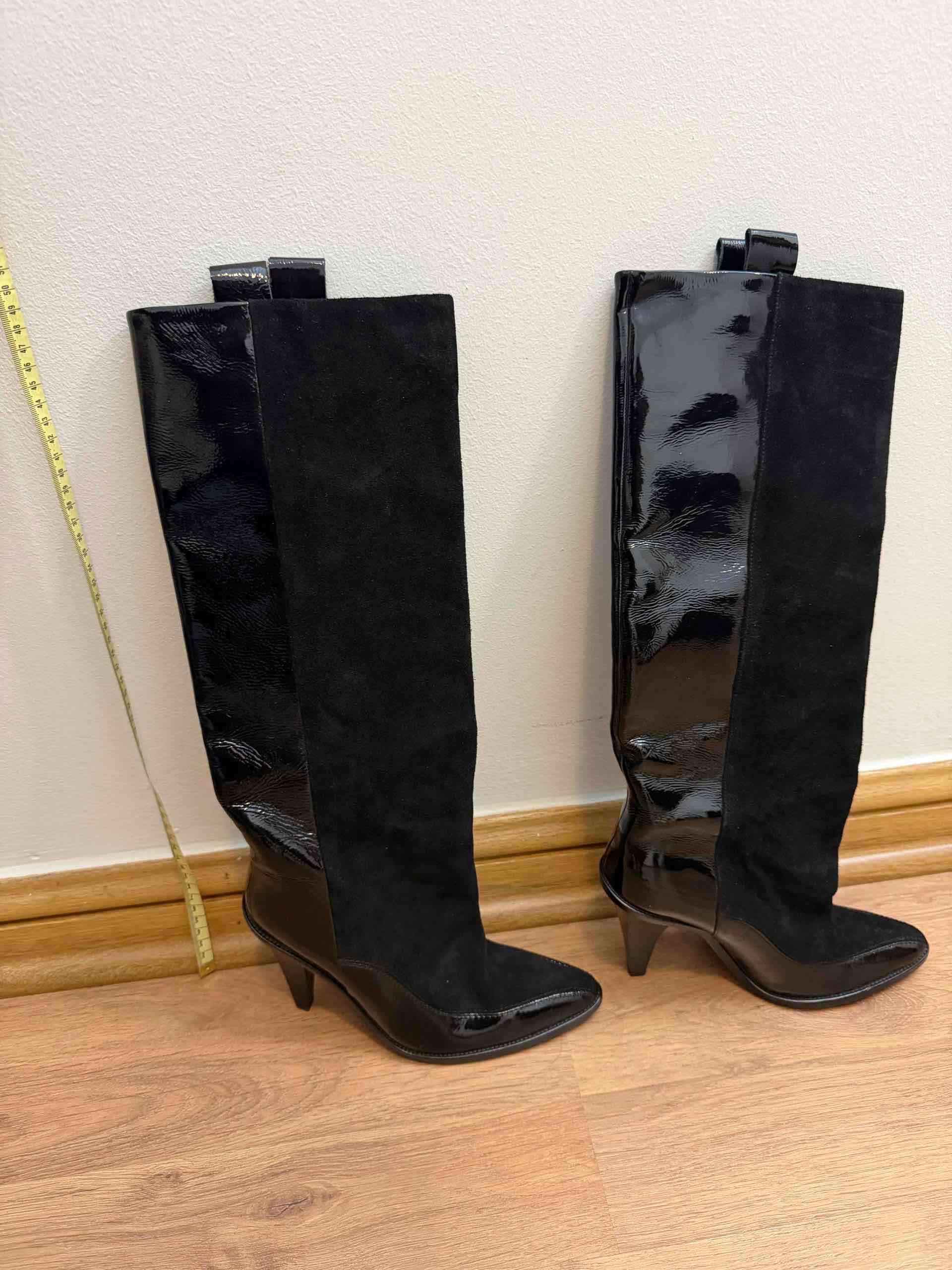 Botas negras cuero charol y gamuza - miniatura 2