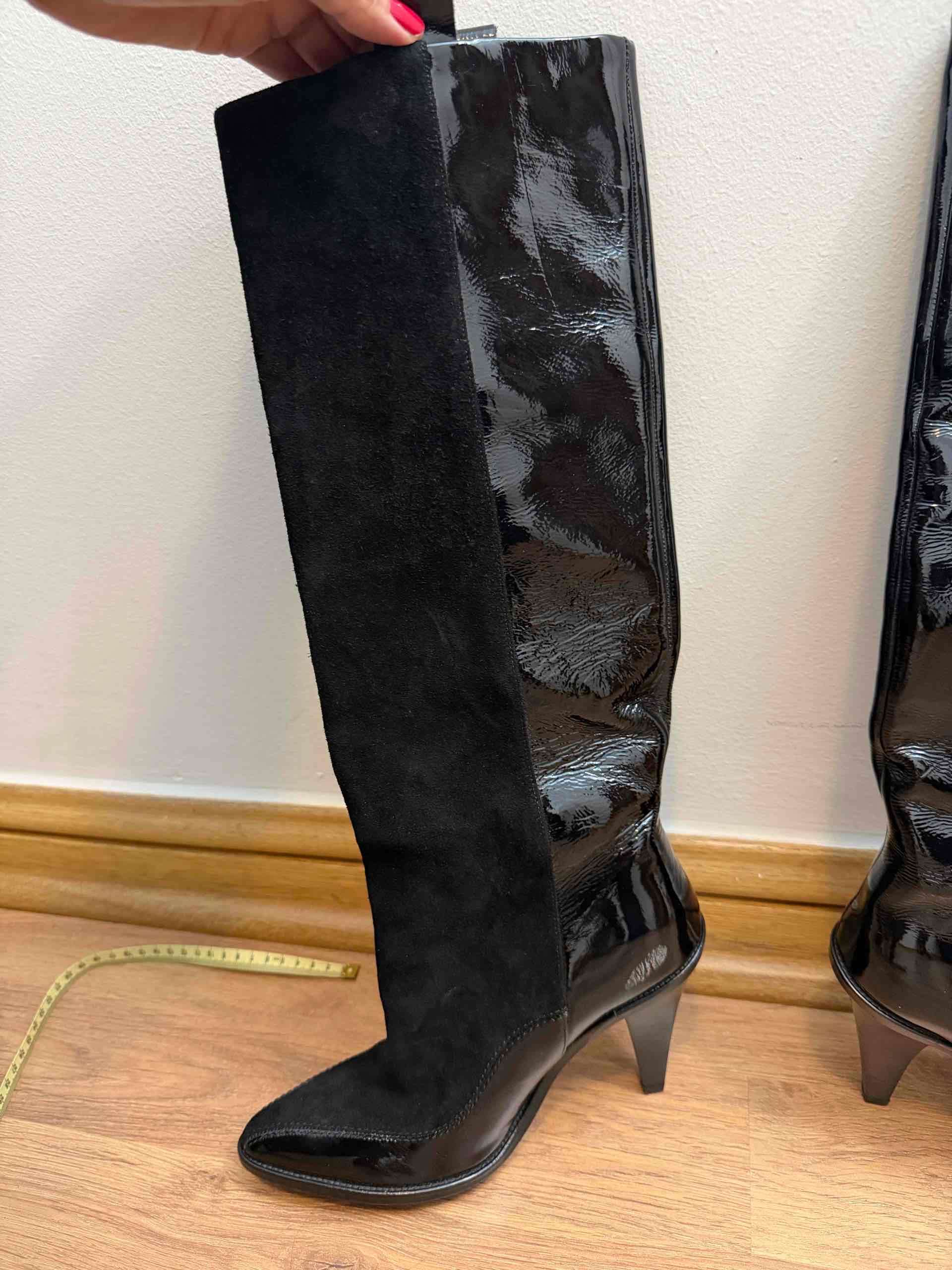 Botas negras cuero charol y gamuza - miniatura 3