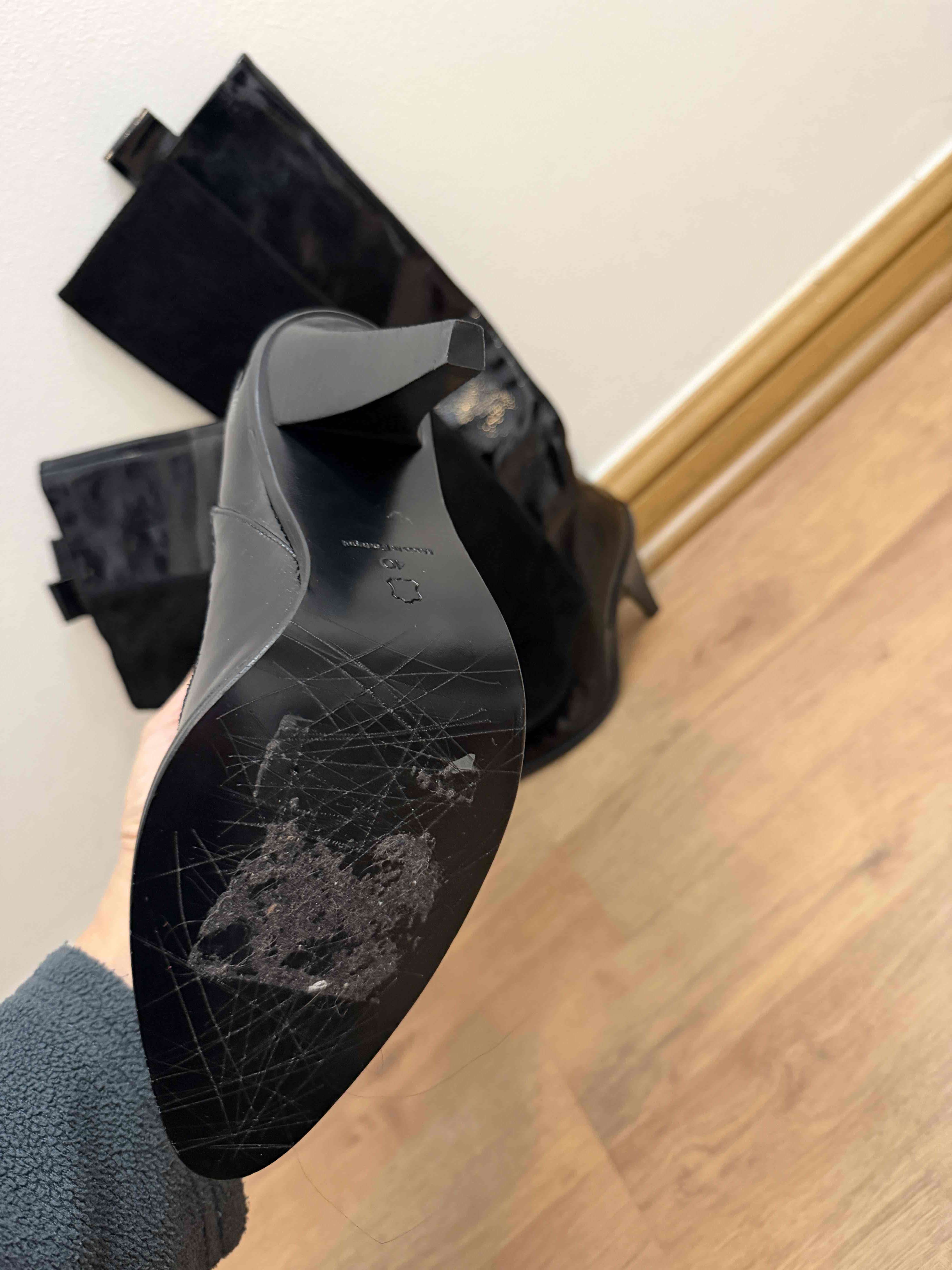 Botas negras cuero charol y gamuza - miniatura 4