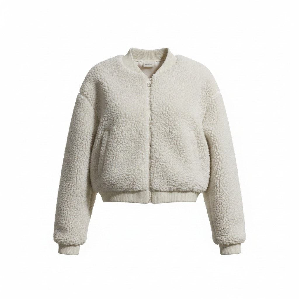 Chaqueta bomber beige de lana