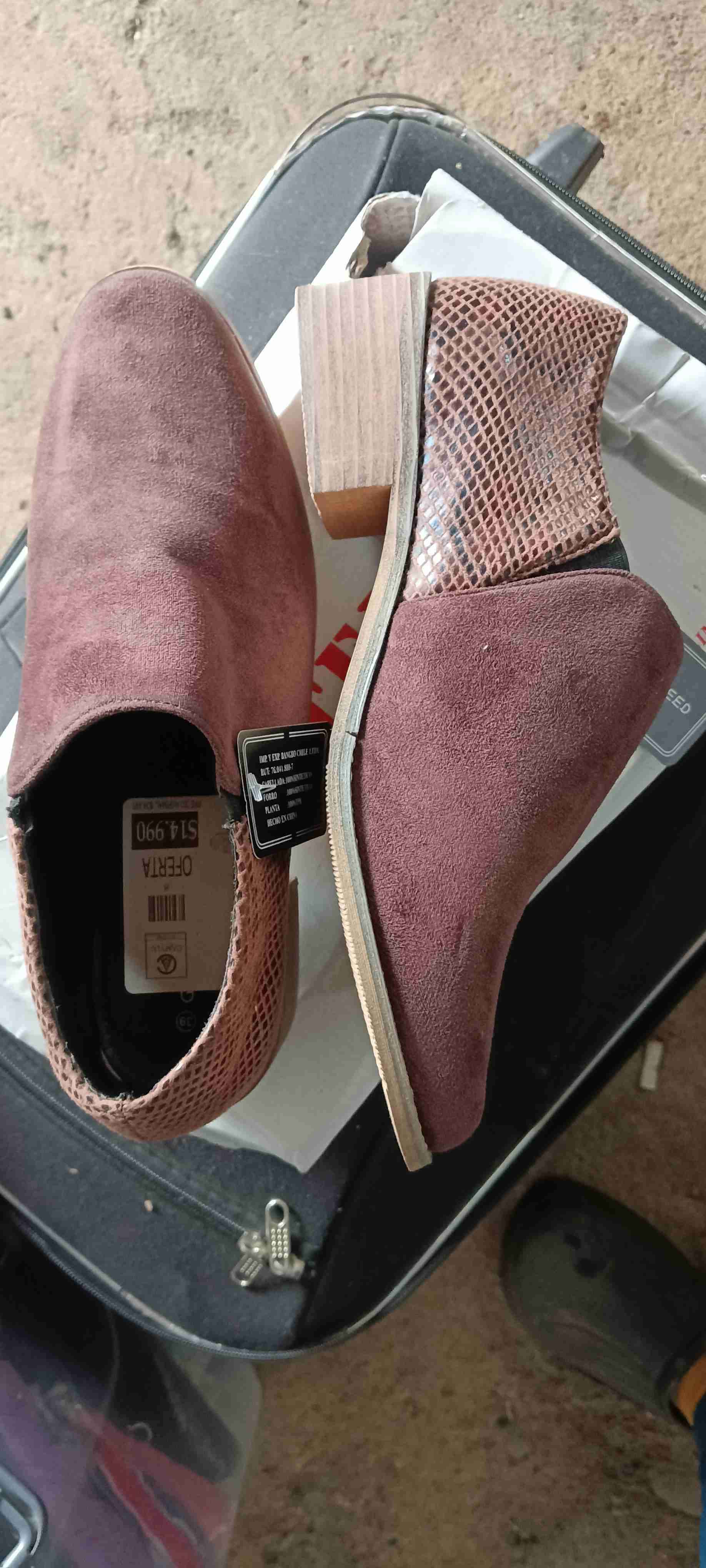 Botines de cuero y gamuza café