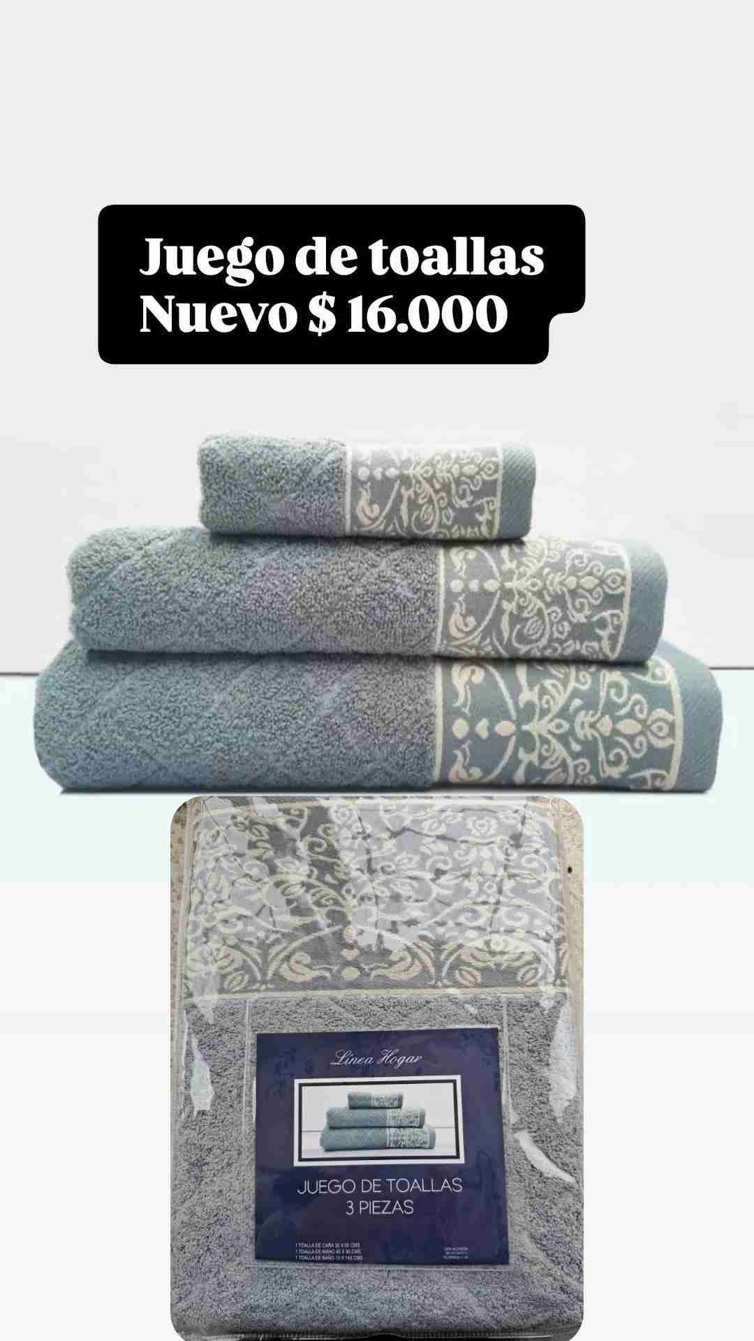 Juego de toallas grises 3 piezas