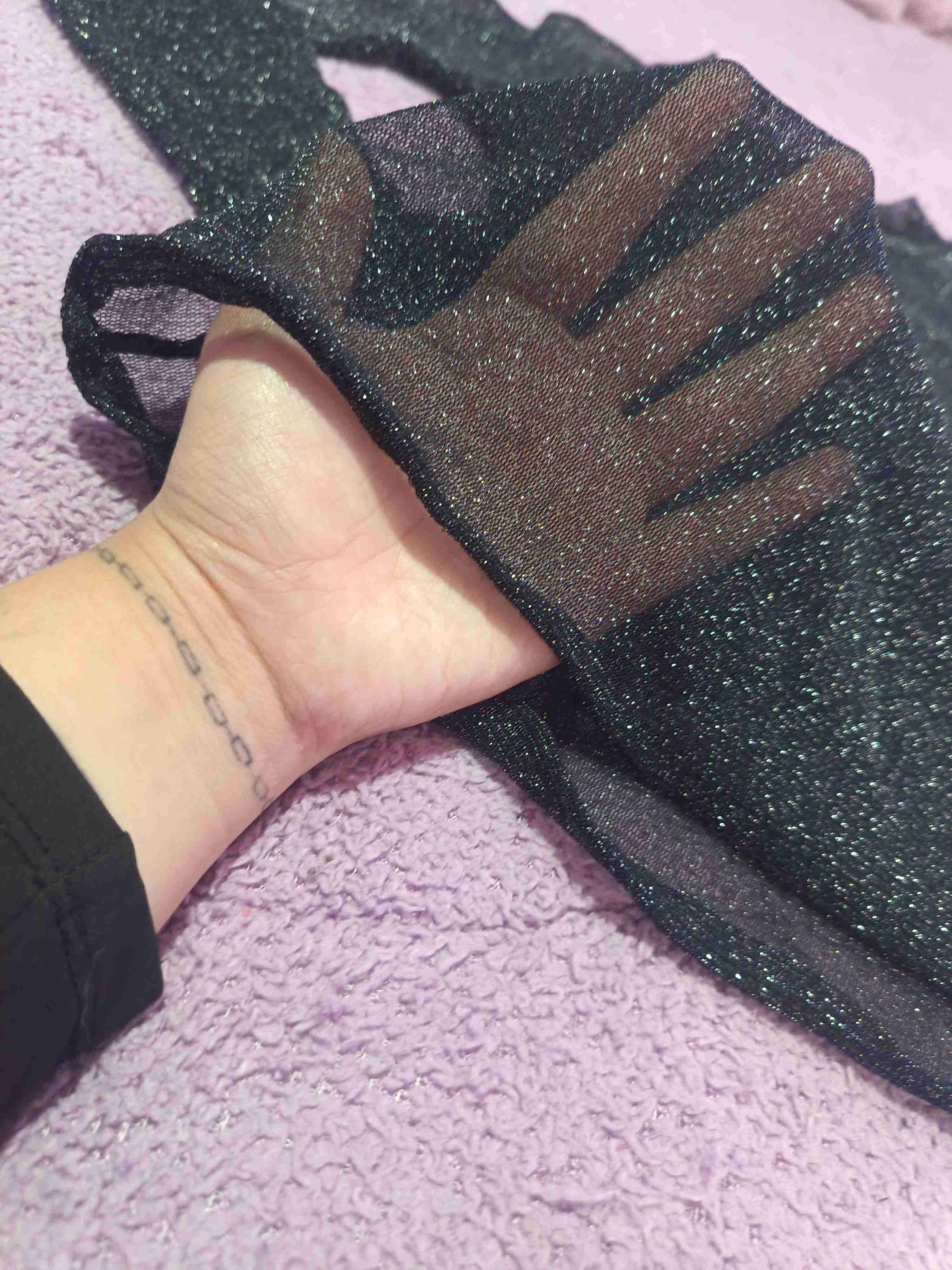 Polera malla negra brillante manga larga - miniatura 2