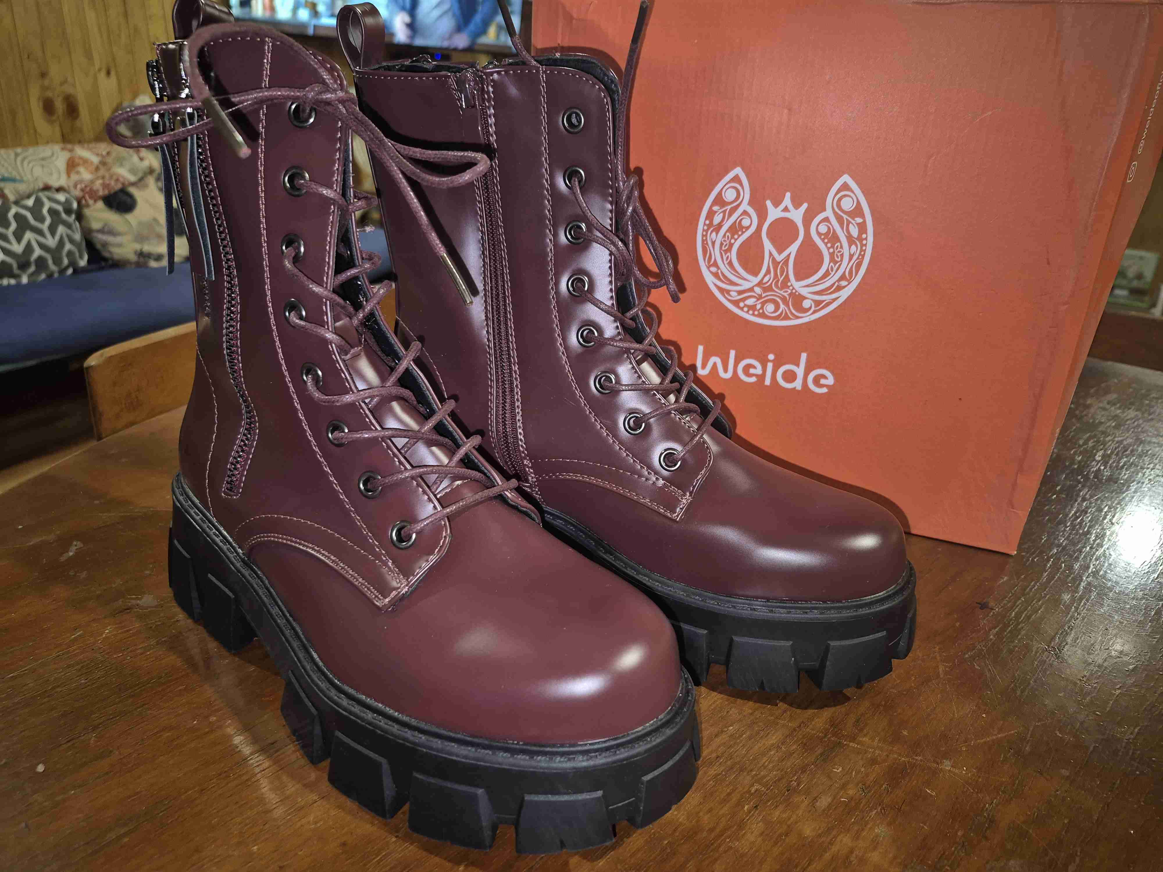 Botas de cuero burdeo Weide - miniatura 1