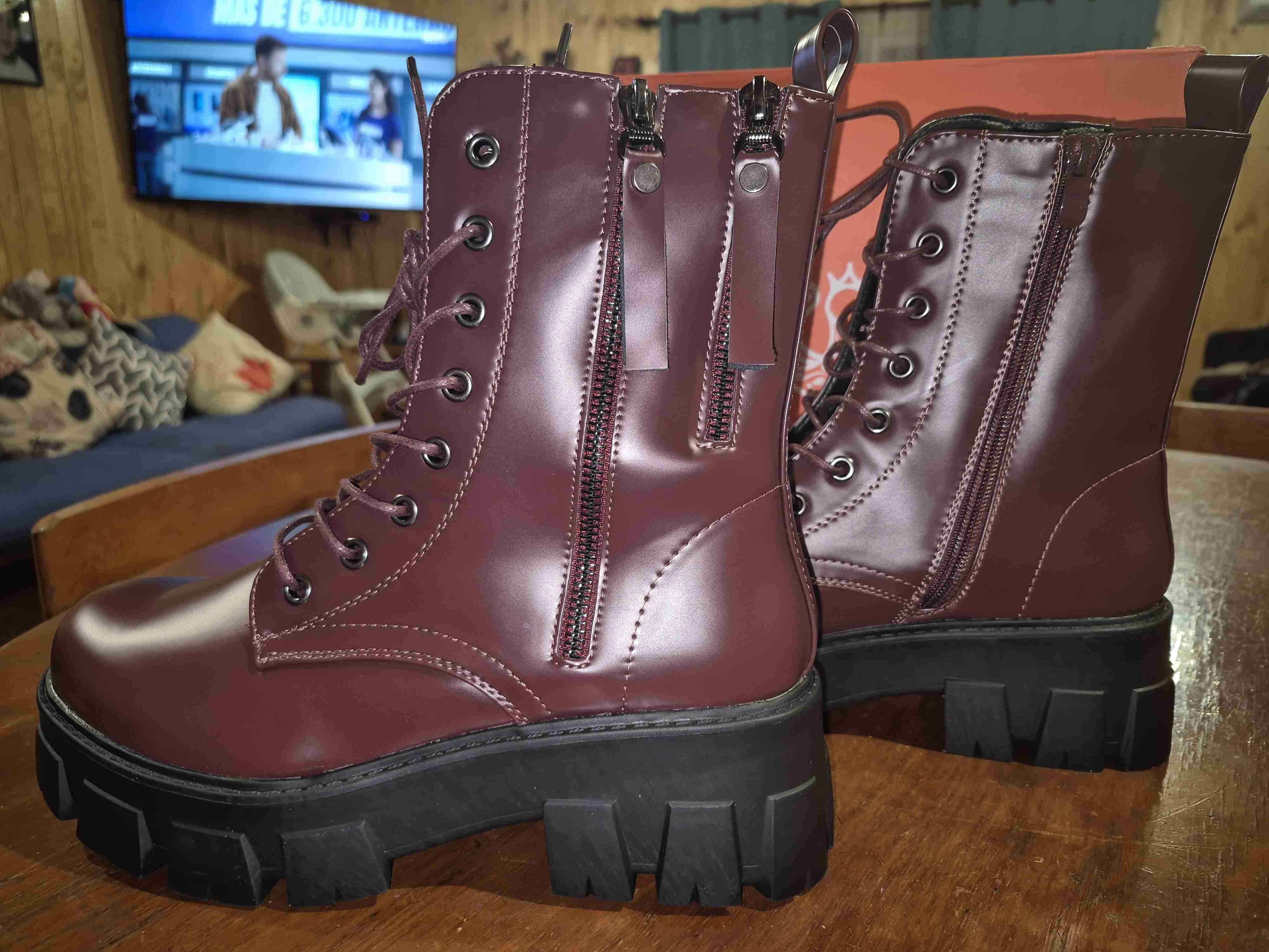 Botas de cuero burdeo Weide - miniatura 2