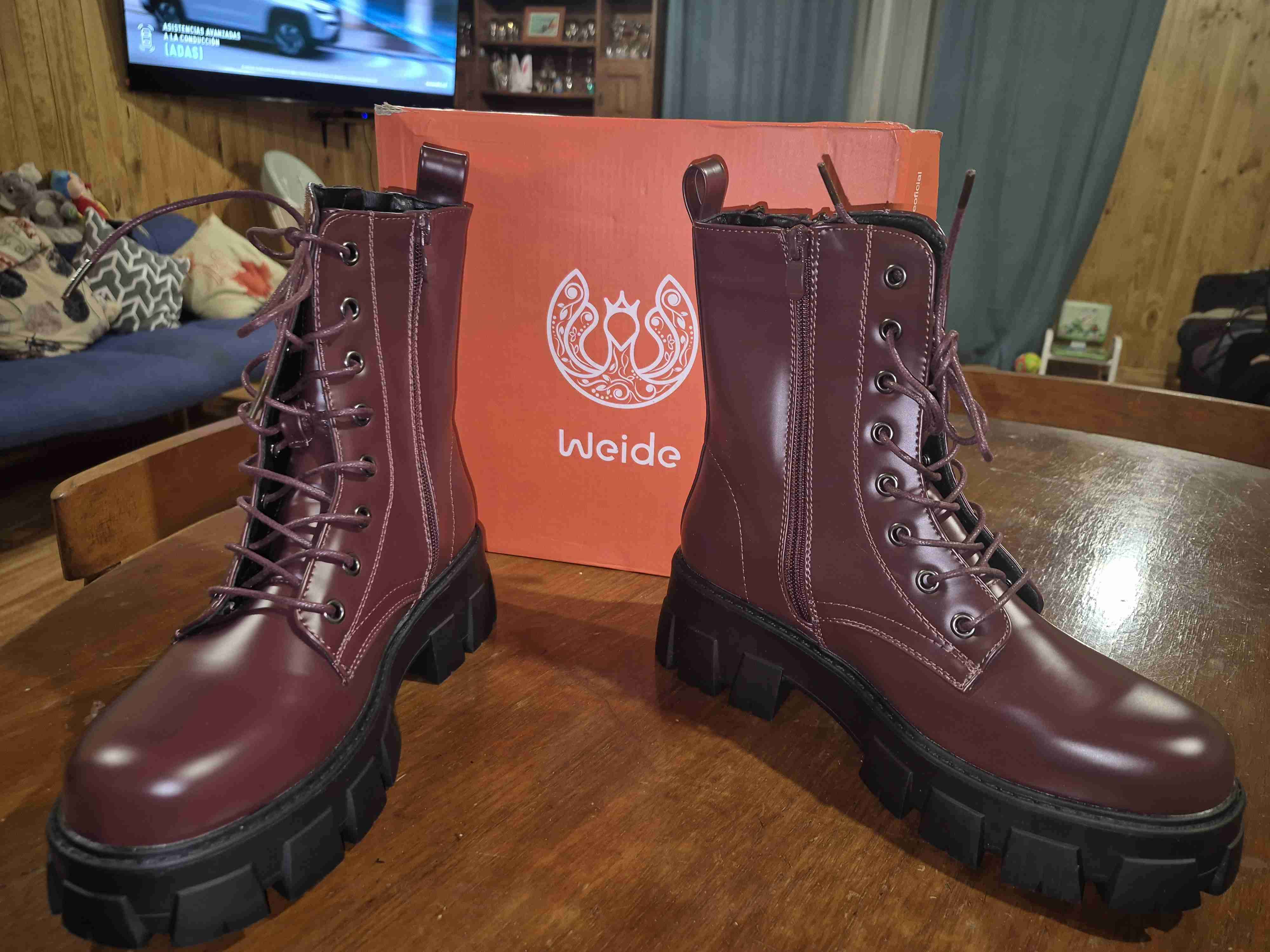 Botas de cuero burdeo Weide - miniatura 3