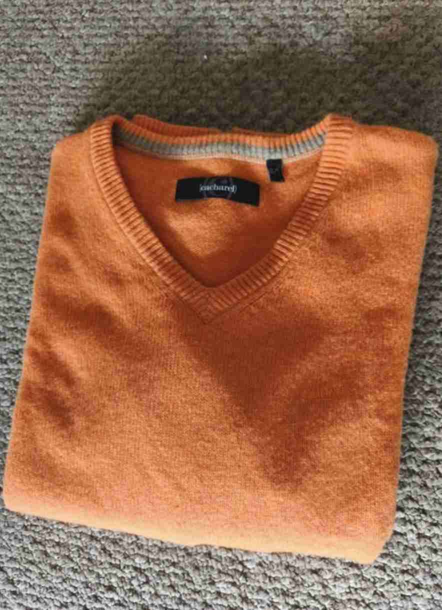 Suéter naranja V-neck hombre - miniatura 3