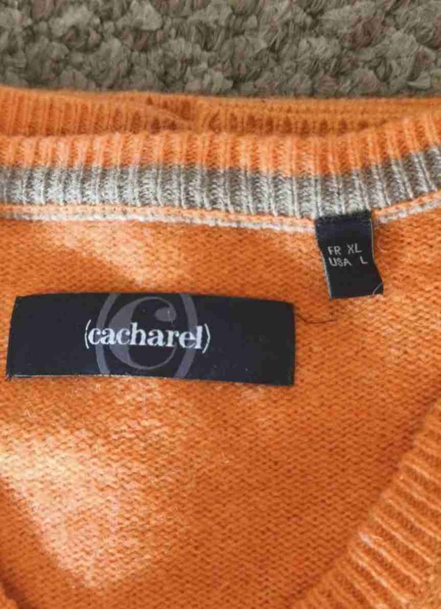 Suéter naranja V-neck hombre - miniatura 4